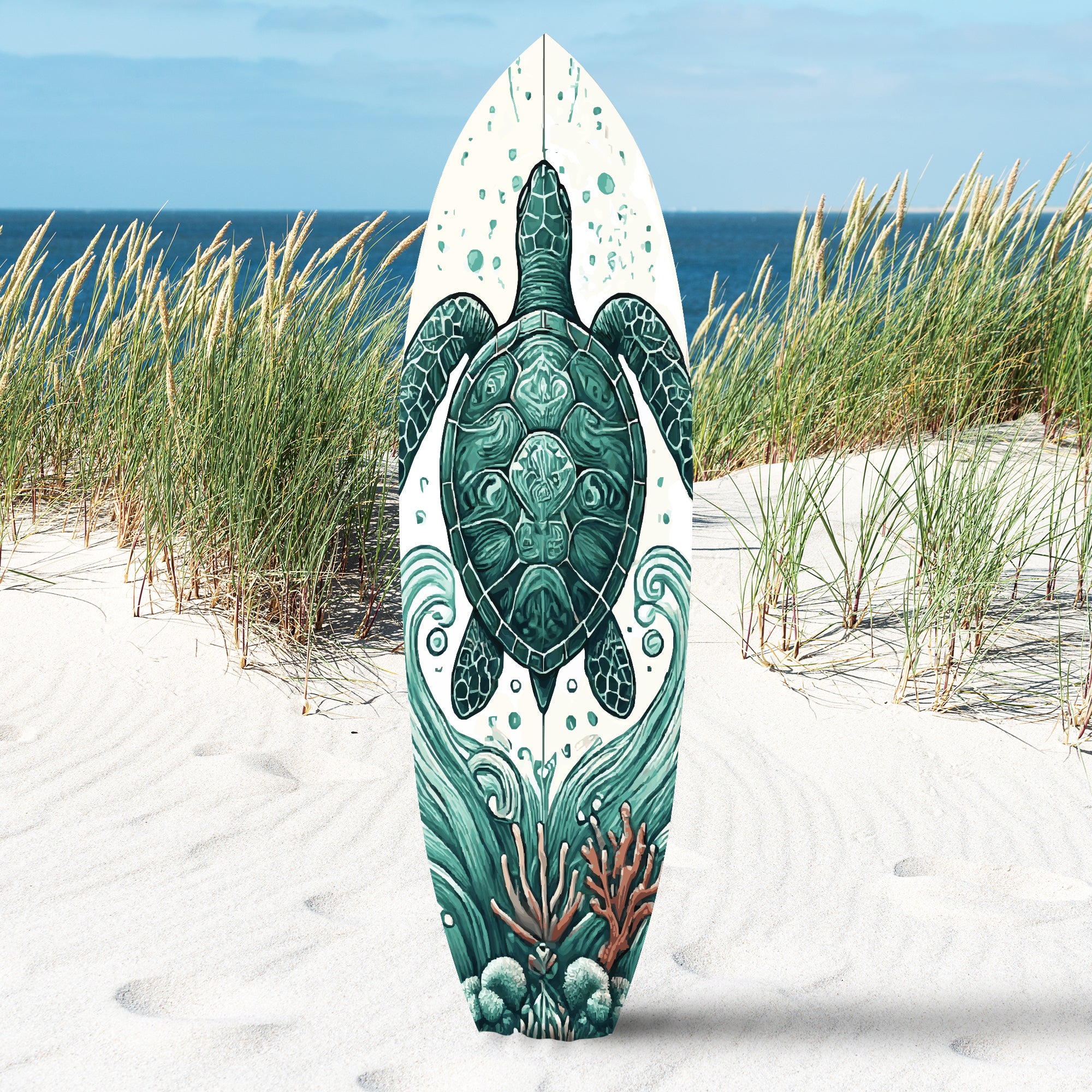 Outdoor Decorative Turtle Surfboard Wall Art, PVC, Weather Resistant, Surfboard Sign