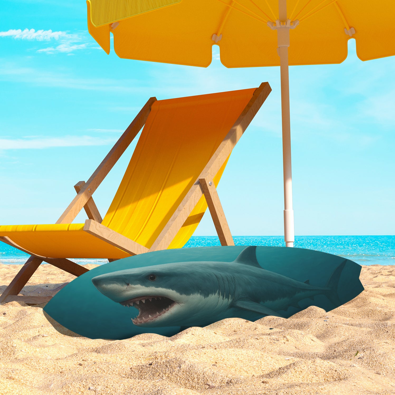 Outdoor Shark Surfboard Wall Art – Ocean Themed Shark Decor, Weatherproof PVC Beach House Sign Decorative Coastal Wall Hanging, 3 - 5 Feet