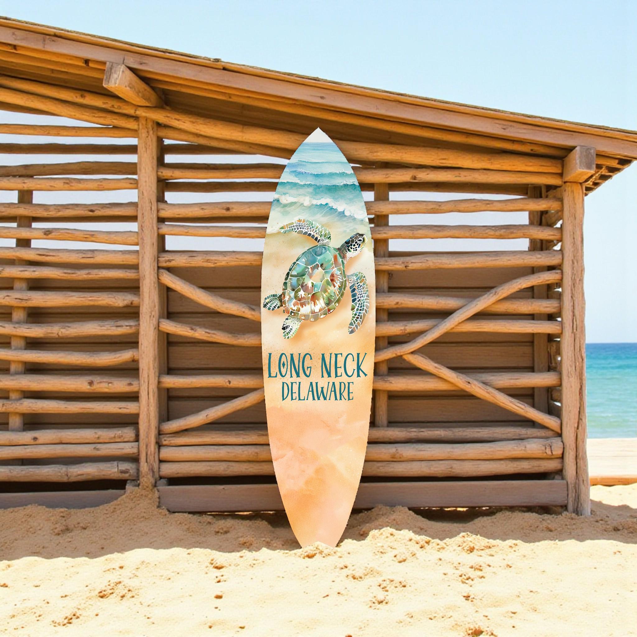 Coastal Delaware Surfboard Wall Art, Long Neck Delaware Surfboard Sign