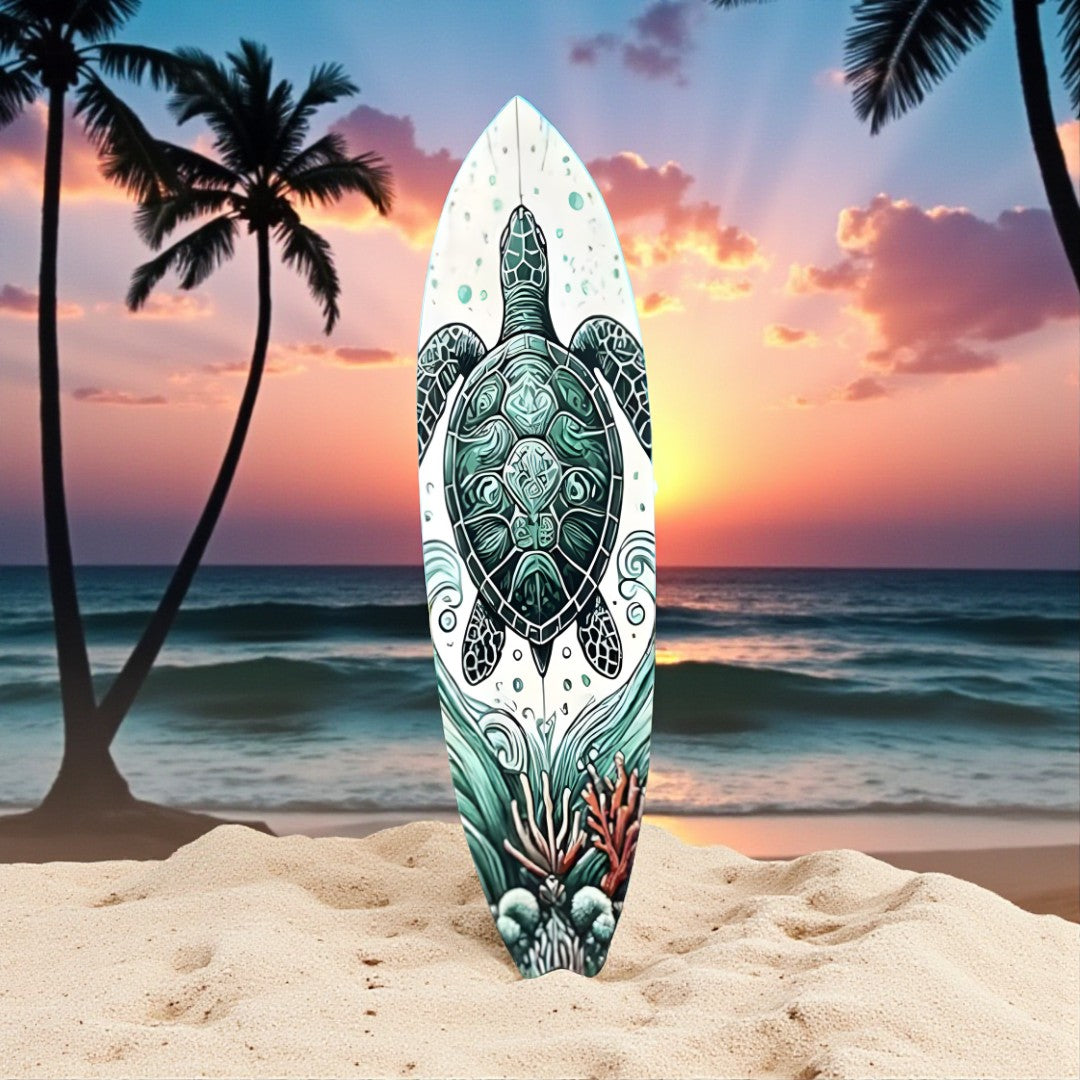 Outdoor Decorative Turtle Surfboard Wall Art, PVC, Weather Resistant, Surfboard Sign