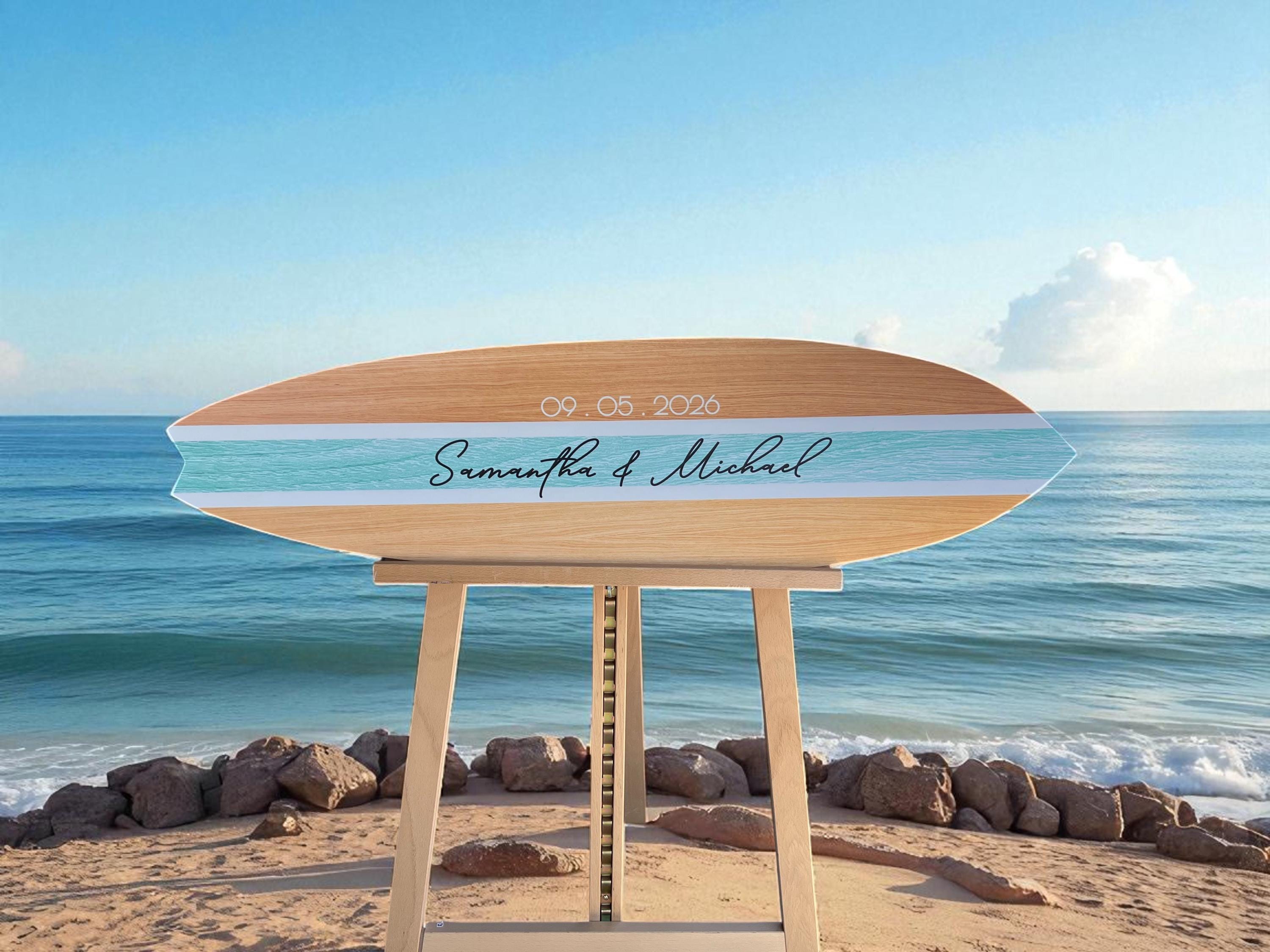 Surfboard Wedding Guest Book Alternative or Gift – Personalized PVC Surfboard Sign, Indoor/Outdoor, Coastal Wedding Décor