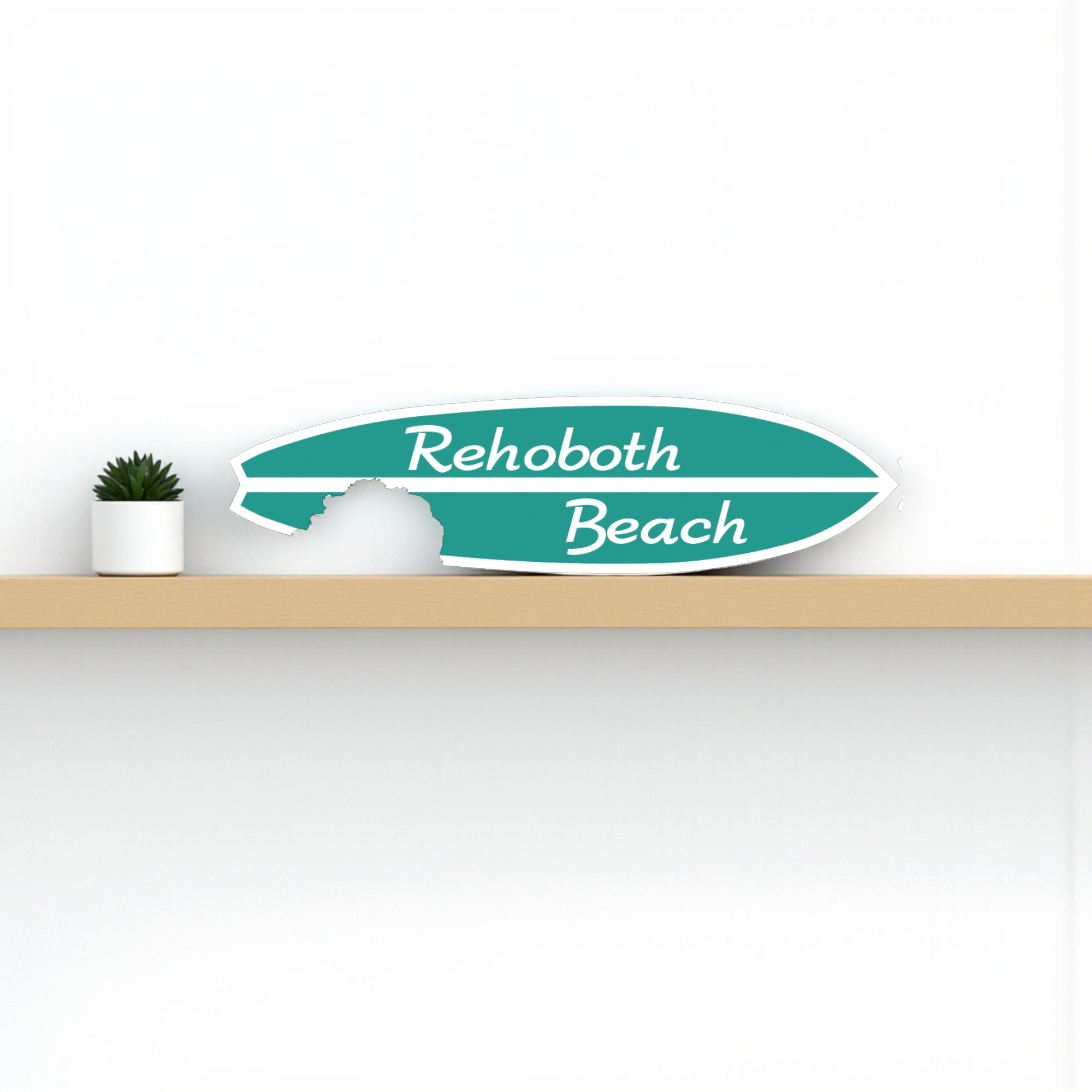 Rehoboth Beach Surfboard Sign - Coastal Beach House Decor, Weatherproof PVC Wall Art