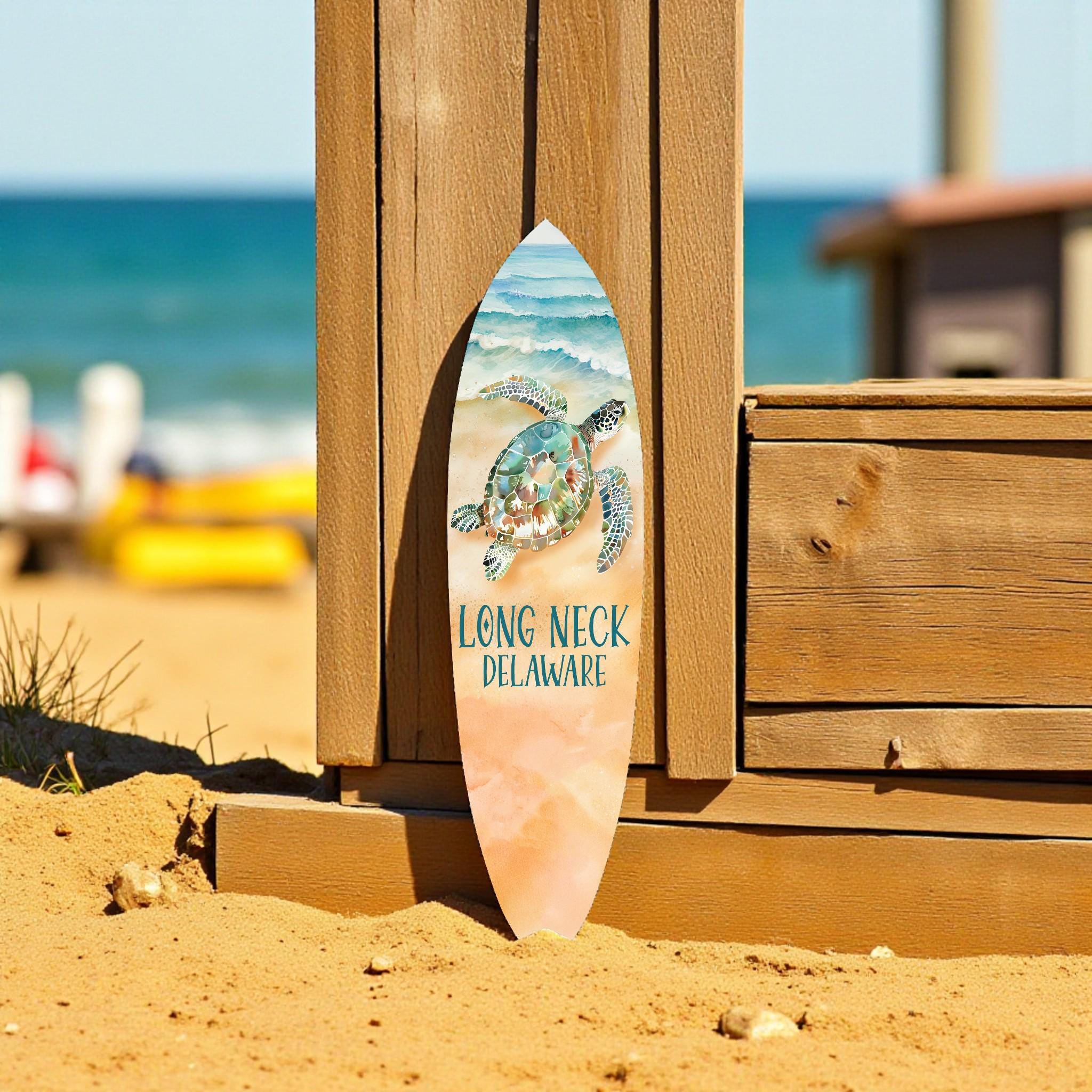 Coastal Delaware Surfboard Wall Art, Long Neck Delaware Surfboard Sign