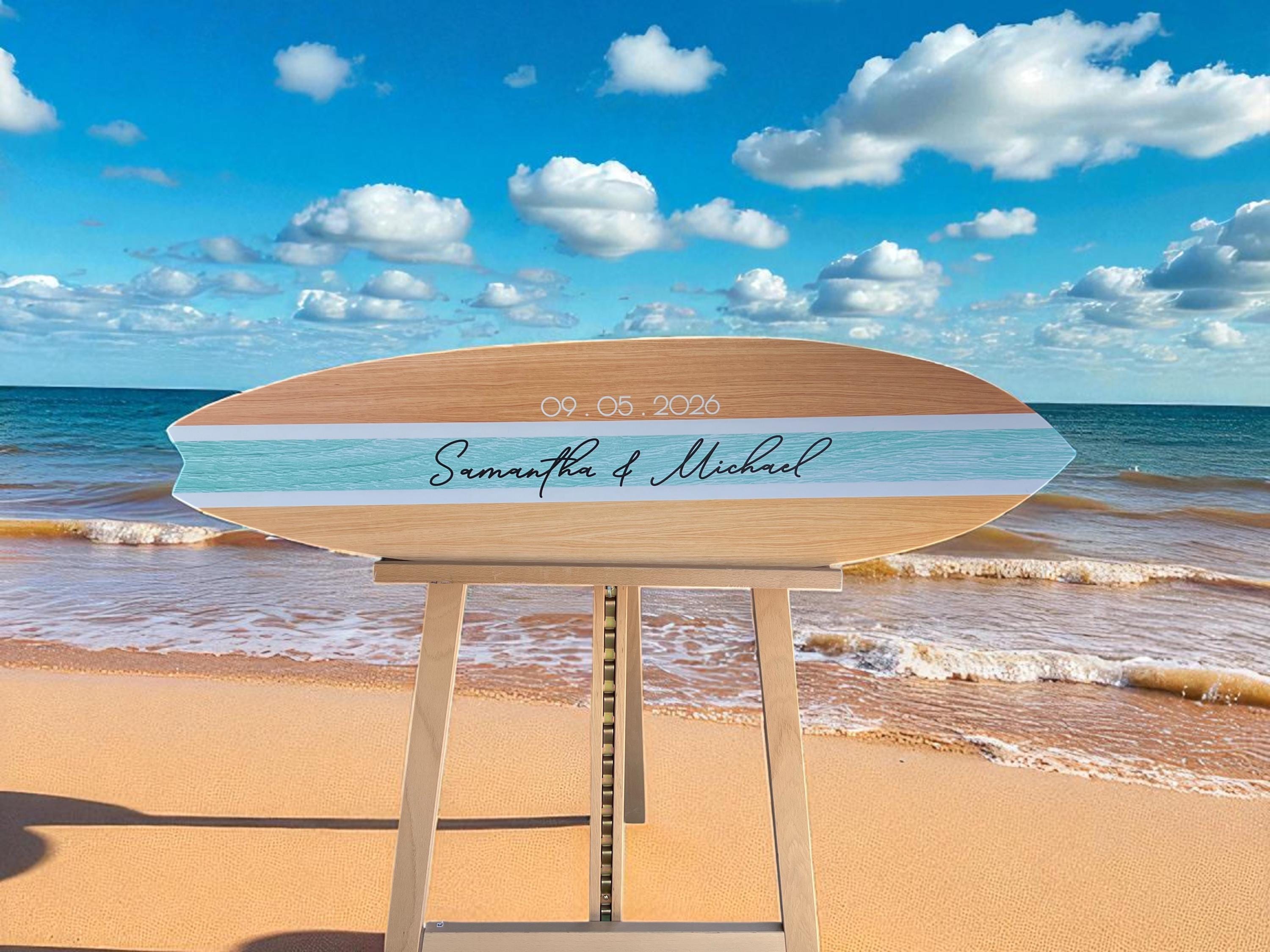 Surfboard Wedding Guest Book Alternative or Gift – Personalized PVC Surfboard Sign, Indoor/Outdoor, Coastal Wedding Décor