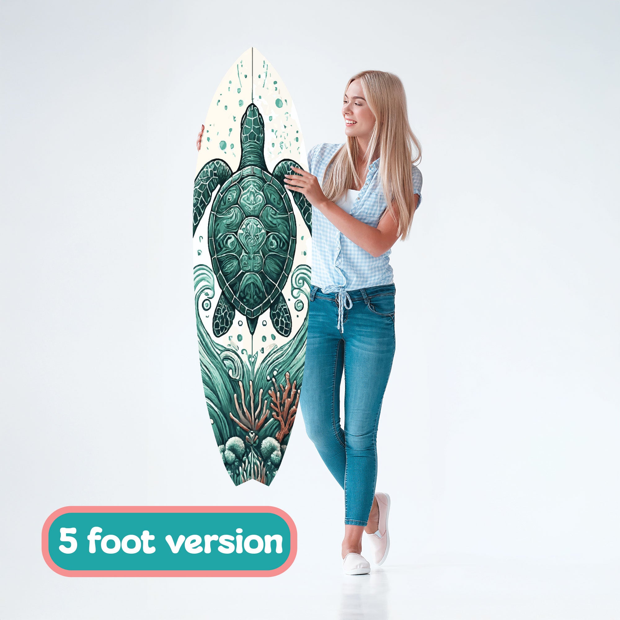 Outdoor Decorative Turtle Surfboard Wall Art, PVC, Weather Resistant, Surfboard Sign