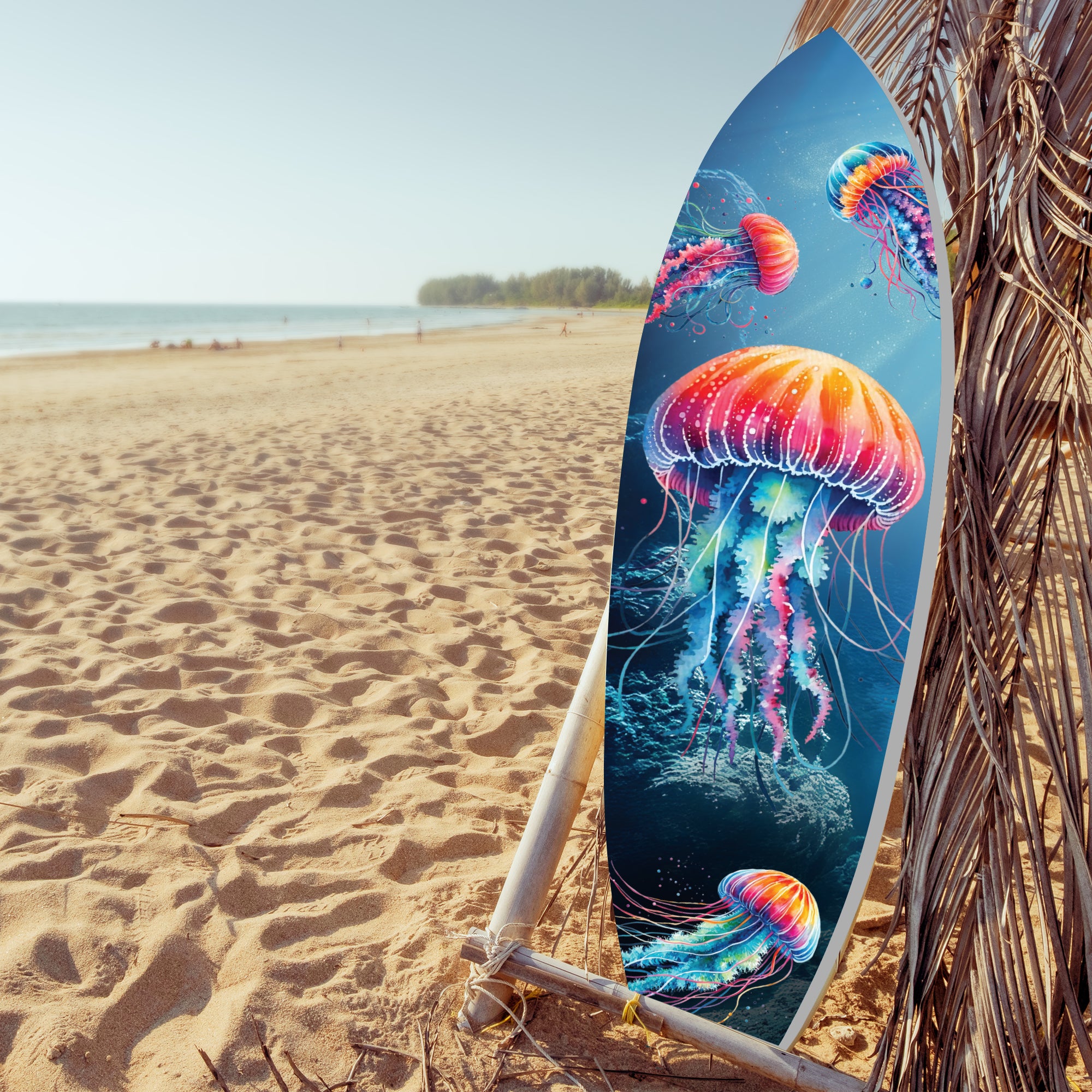 JennyGems Jellyfish Surfboard Wall Decor | Ocean Theme PVC | Weather Resistant Indoor Outdoor | Jellyfish Wall Art | Coastal Beach Decor | 3 to 5 ft