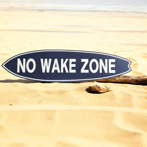 JennyGems No Wake Zone Surfboard Wall Art, Nautical Coastal Decor, Weather-Resistant PVC Outdoor/Indoor Sign, Beach, Lake House Decor, 3-5 ft