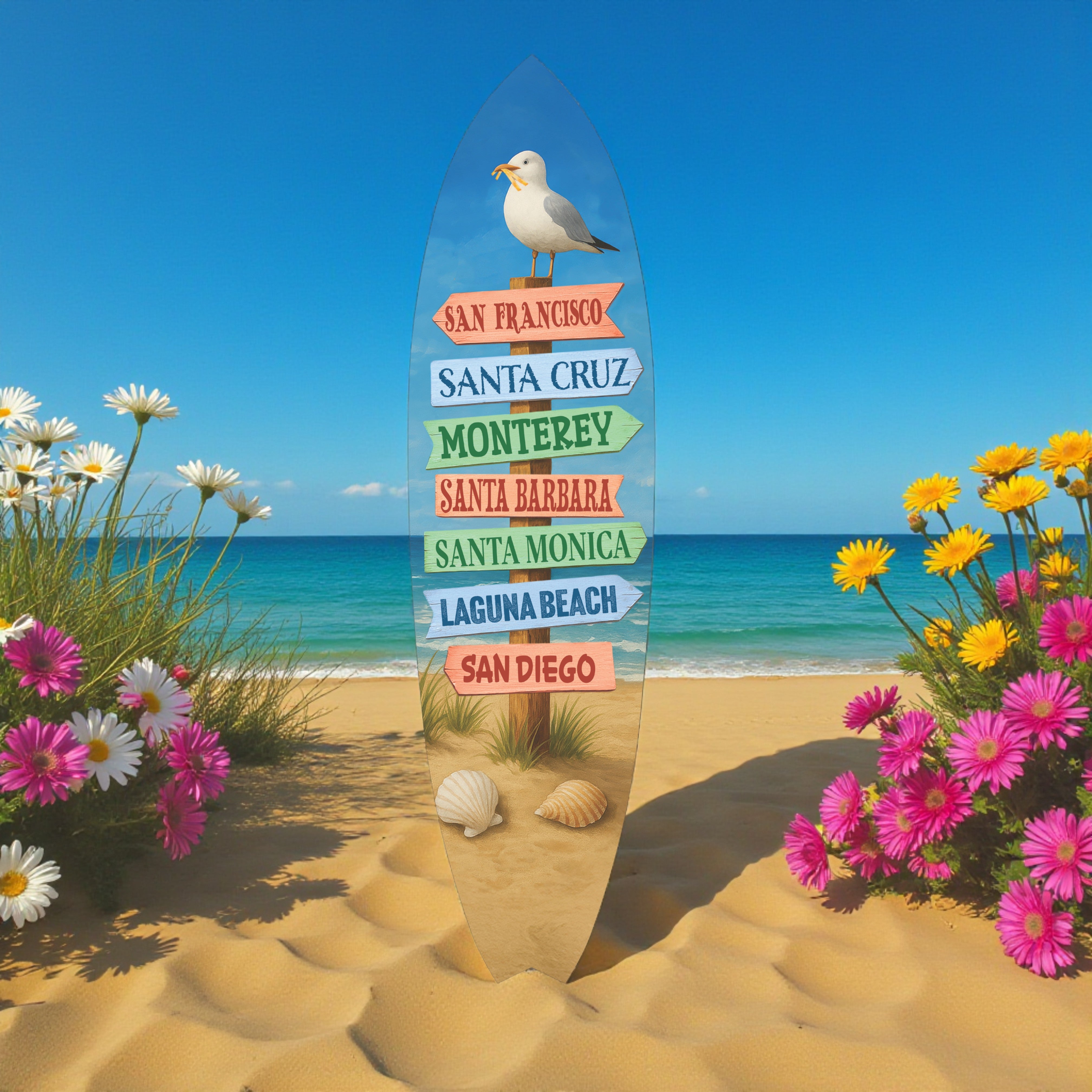 California Surfboard - Beach Towns Sign