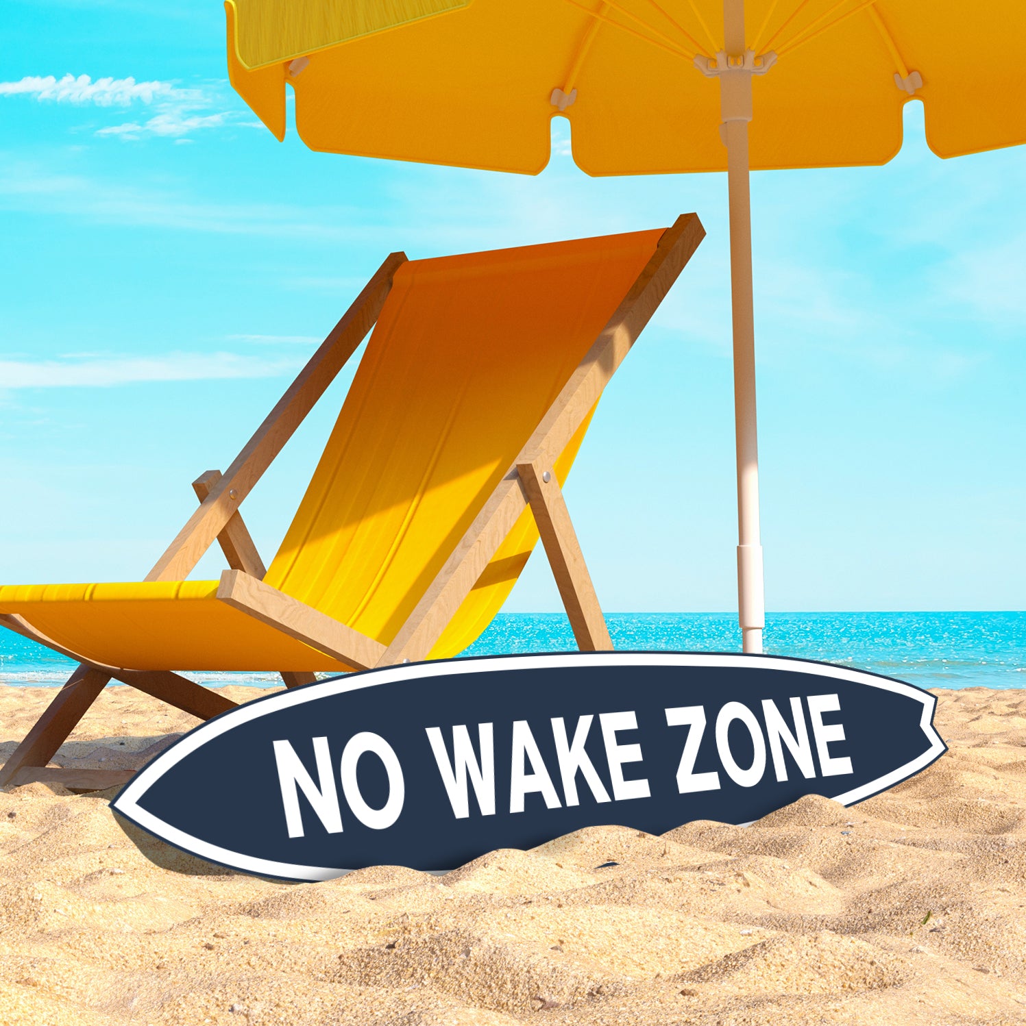 JennyGems No Wake Zone Surfboard Wall Art, Nautical Coastal Decor, Weather-Resistant PVC Outdoor/Indoor Sign, Beach, Lake House Decor, 3-5 ft
