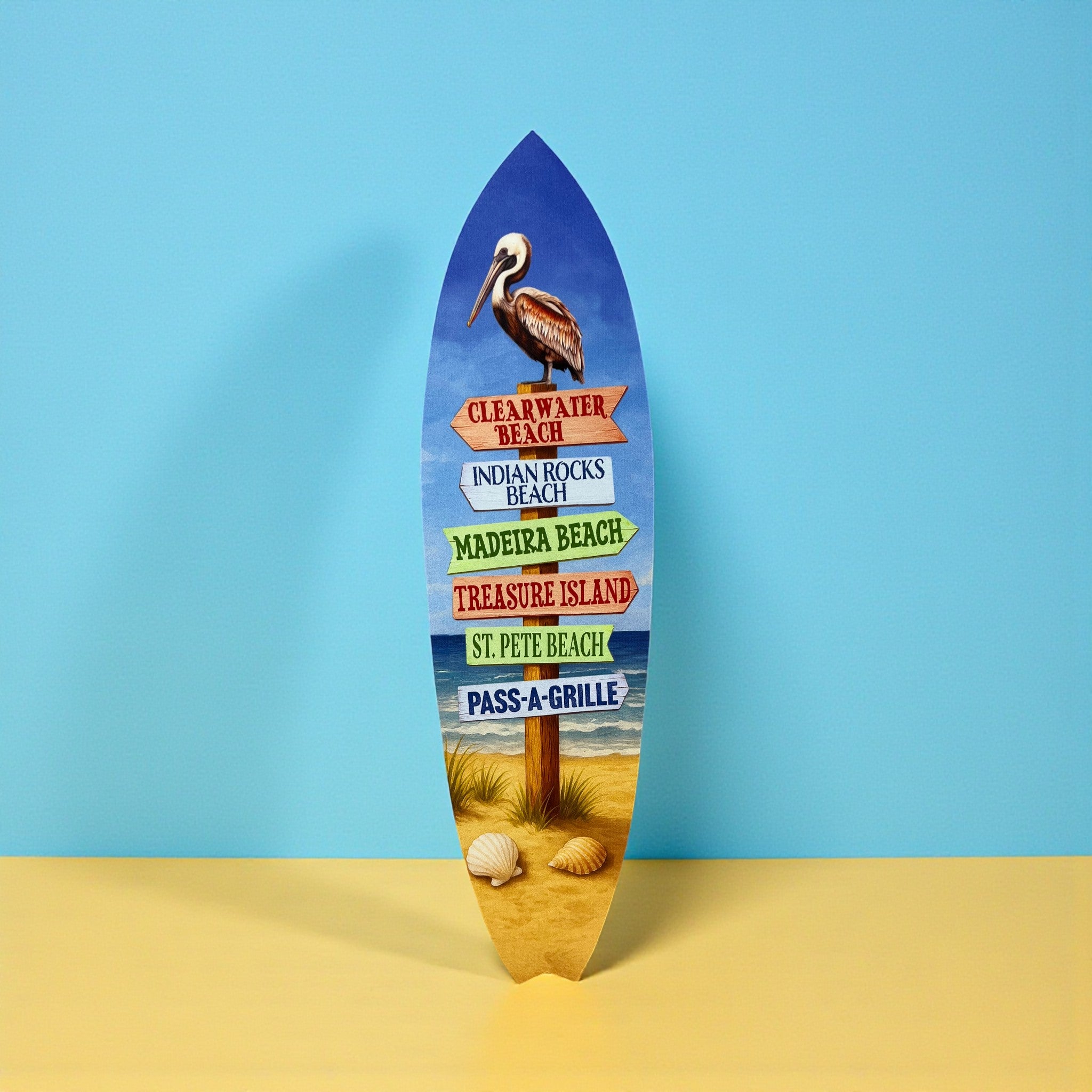 Florida Surfboard Wall Art - Coastal Beach House Decor, Weather-Resistant PVC Indoor Outdoor