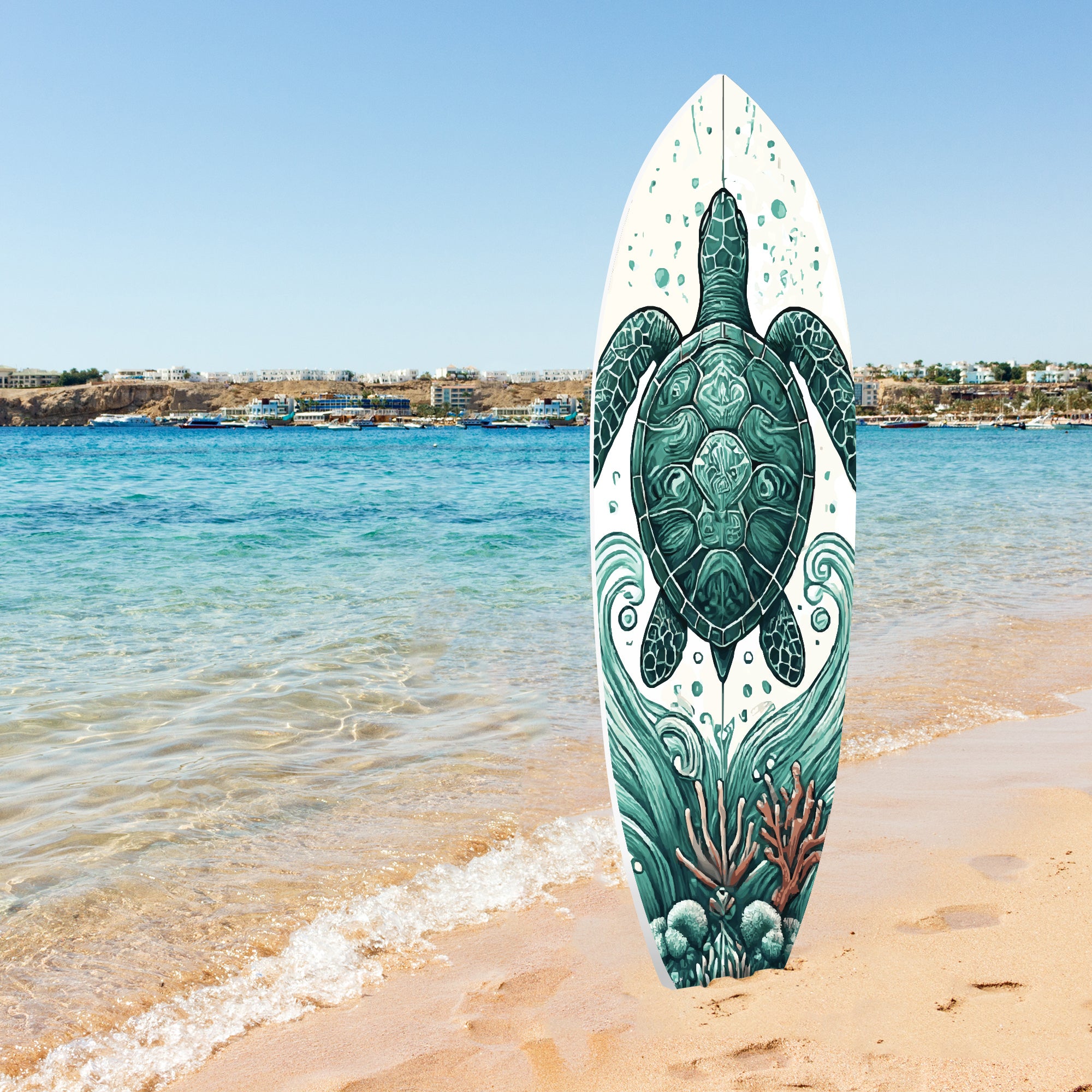Outdoor Decorative Turtle Surfboard Wall Art, PVC, Weather Resistant, Surfboard Sign