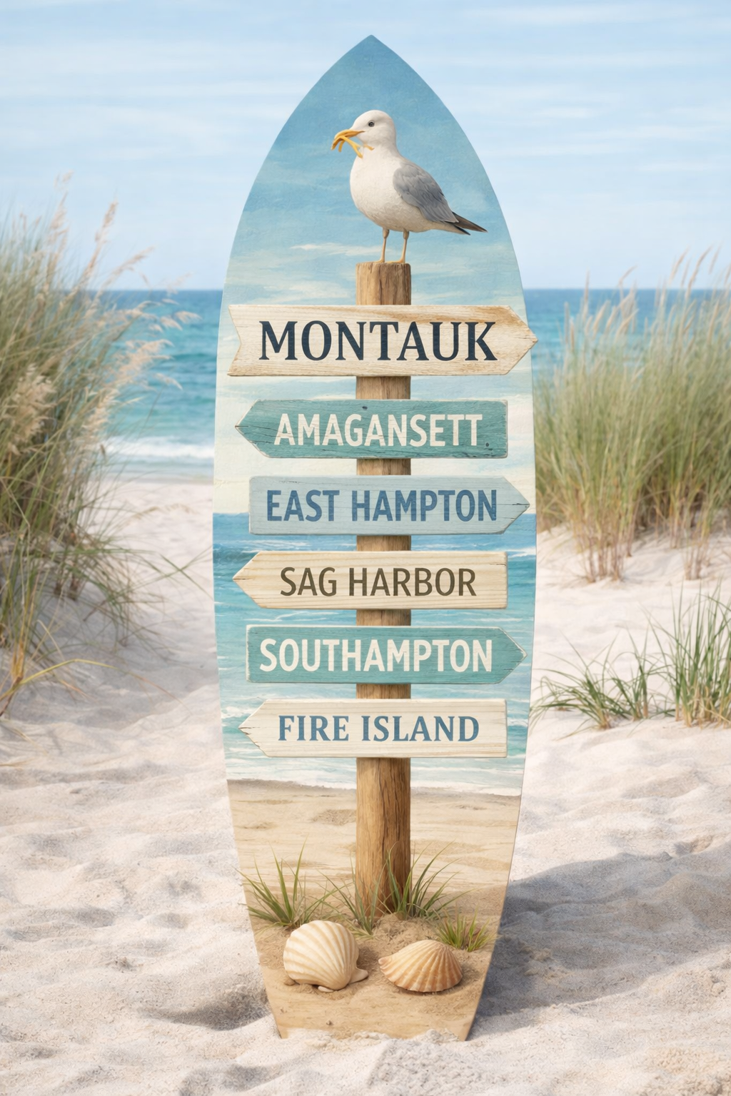 Montauk Surfboard Sign – Long Island Coastal Directional Decor