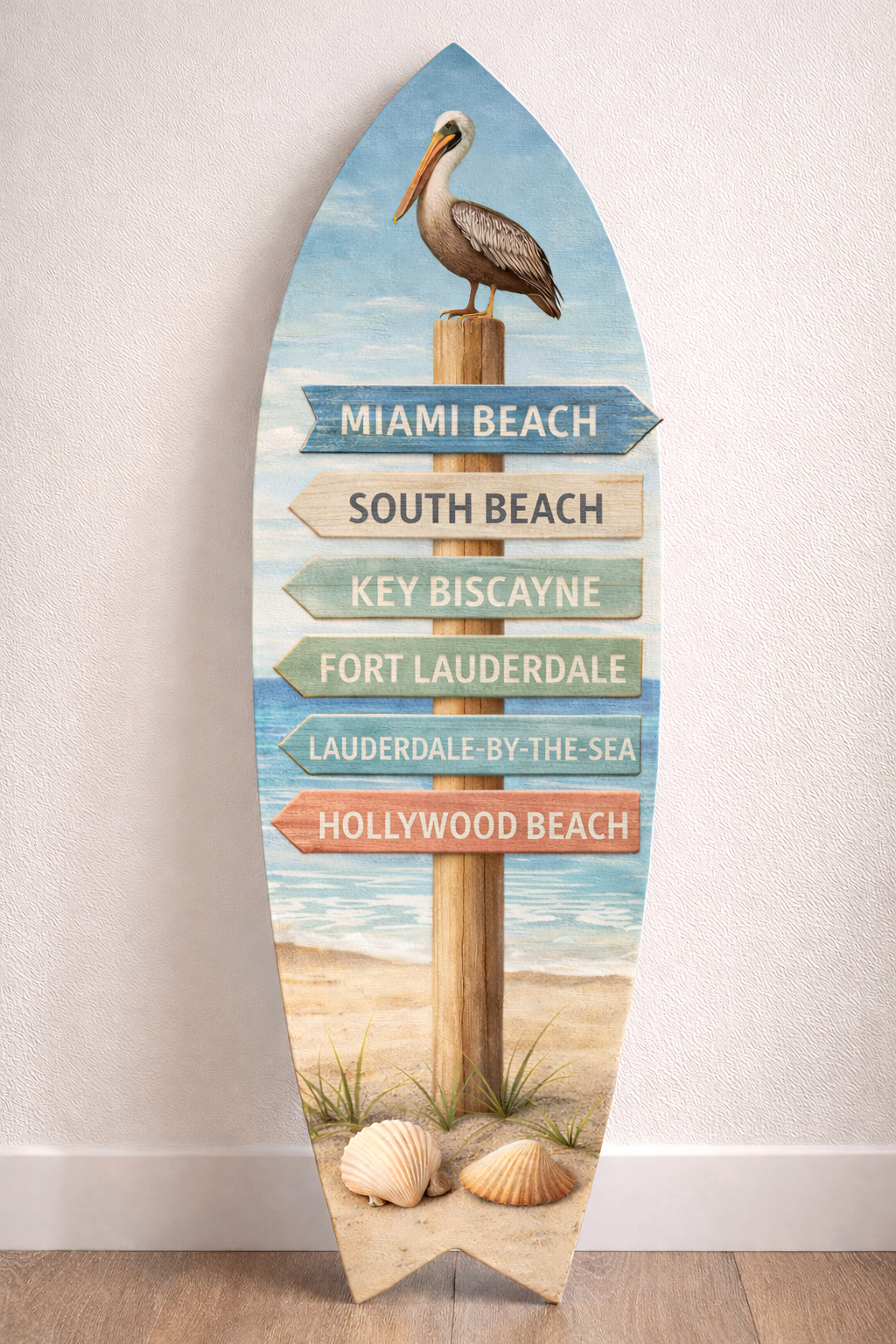 Florida and Miami Beach Surfboard Sign – South Beach, Key Biscayne, Fort Lauderdale, Lauderdale-By-The-Sea and Hollywood Beach