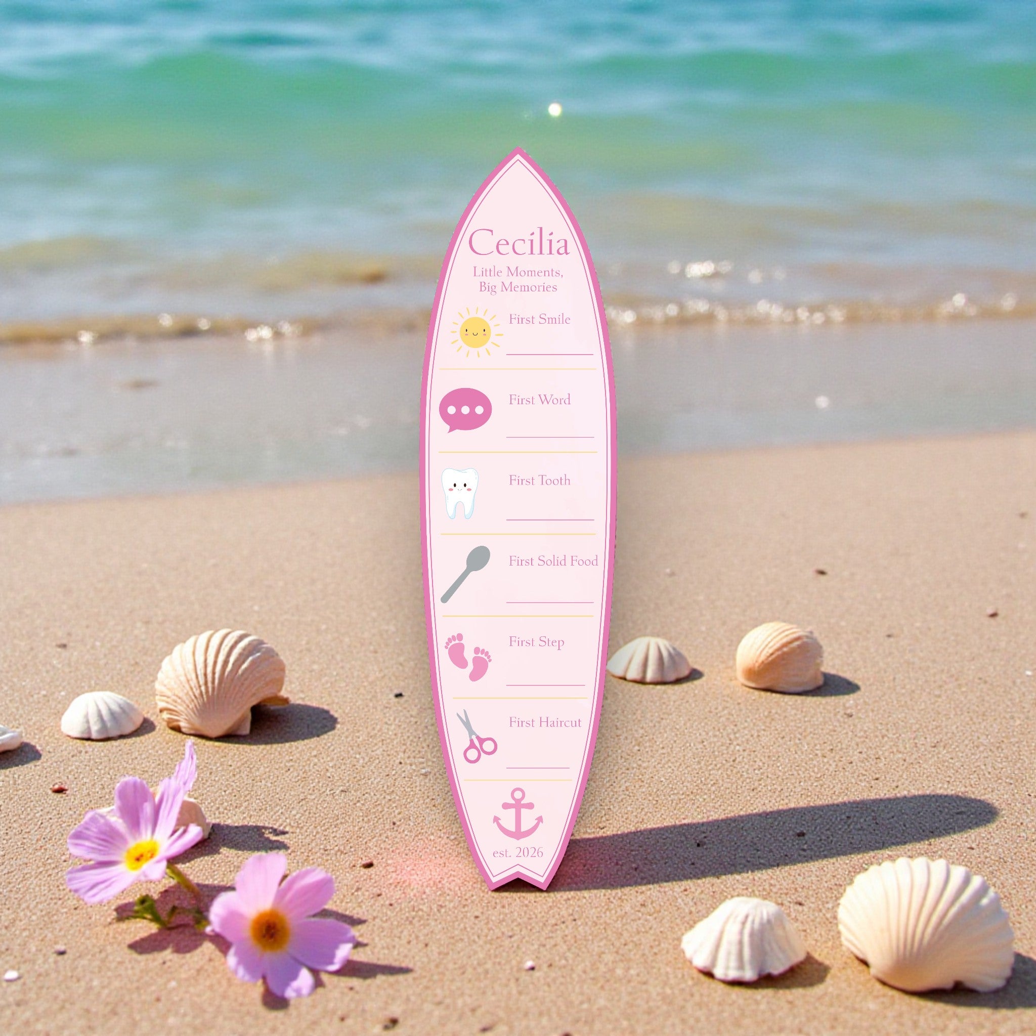 Baby Milestone Surfboard, Girl