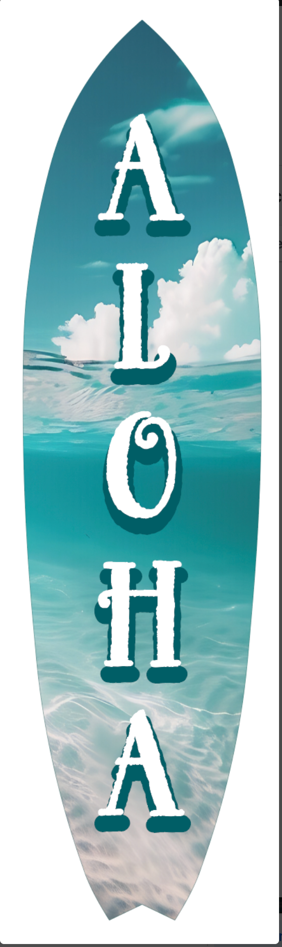 Aloha Surfboard with Ocean Scene