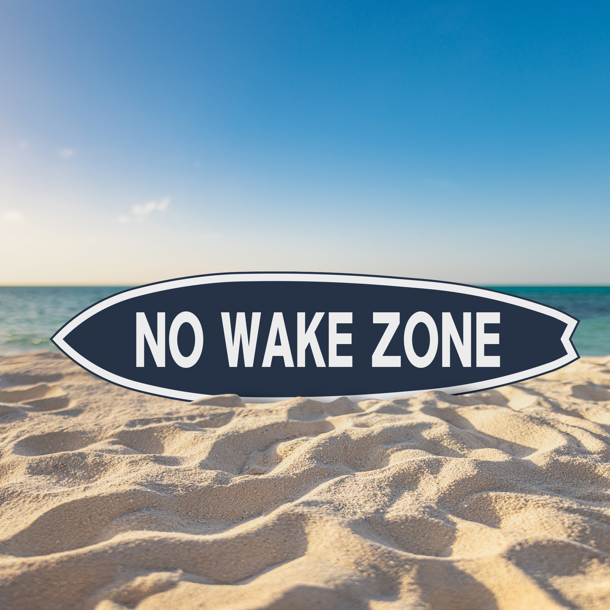 JennyGems No Wake Zone Surfboard Wall Art, Nautical Coastal Decor, Weather-Resistant PVC Outdoor/Indoor Sign, Beach, Lake House Decor, 3-5 ft