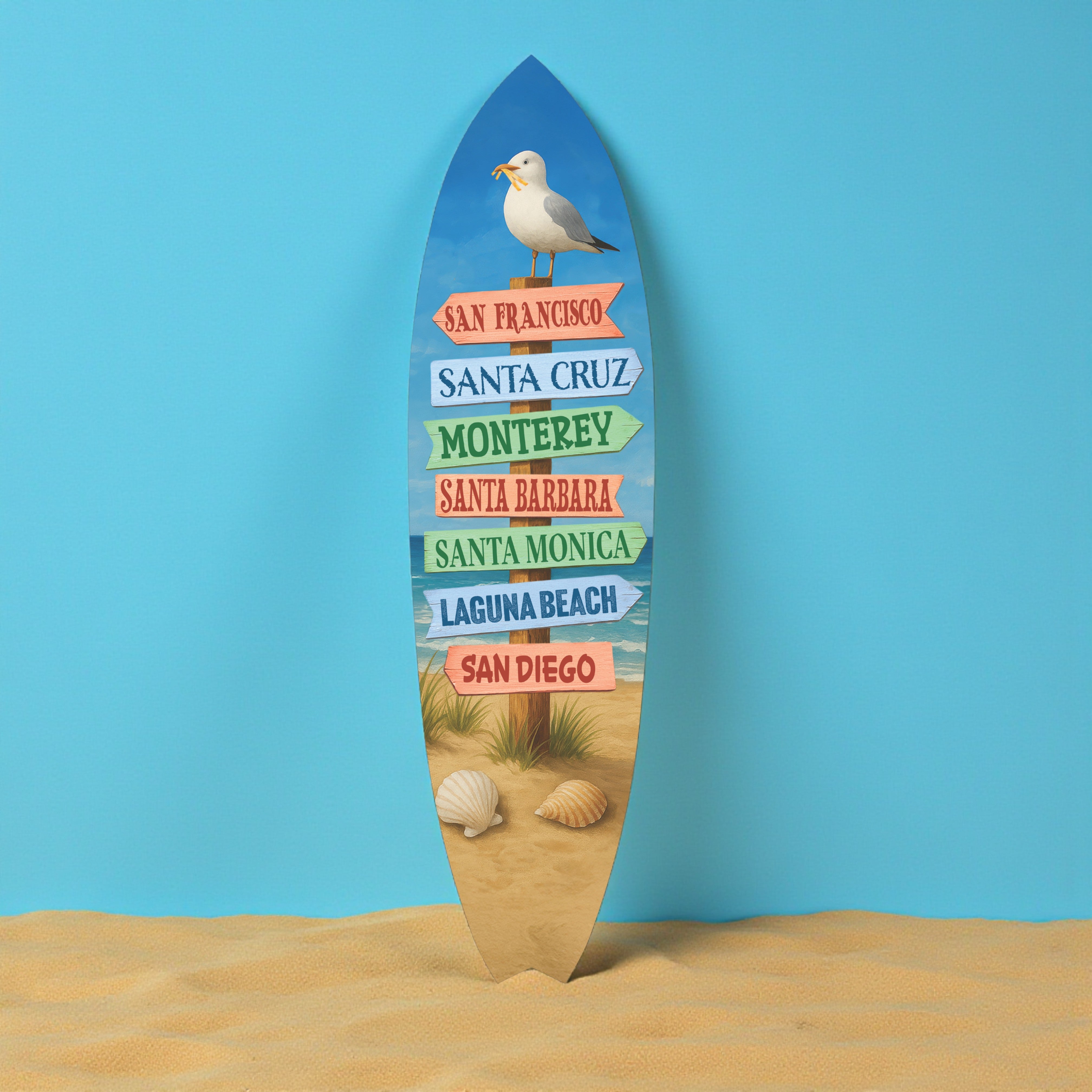 California Surfboard - Beach Towns Sign