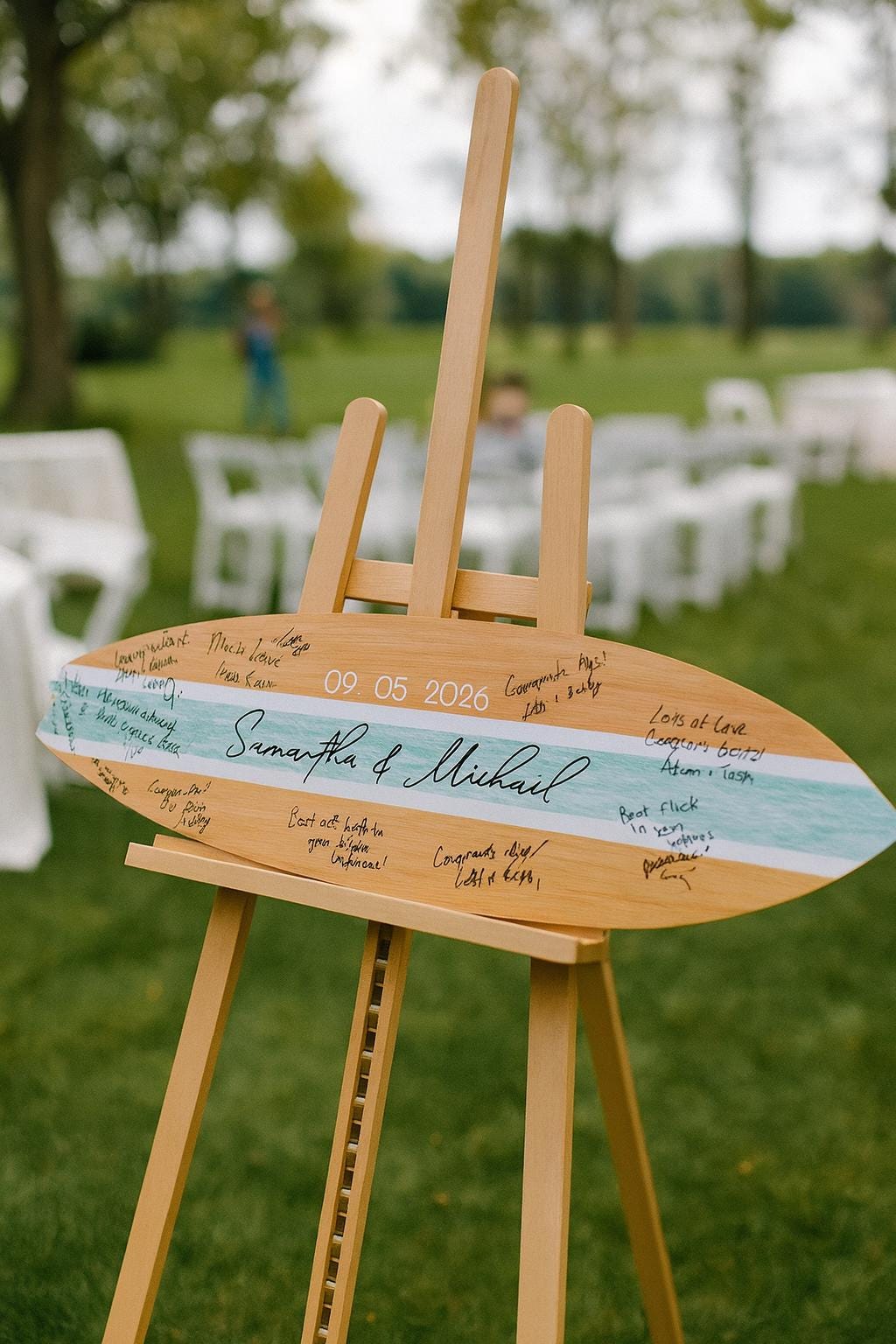 Surfboard Wedding Guest Book Alternative or Gift – Personalized PVC Surfboard Sign, Indoor/Outdoor, Coastal Wedding Décor