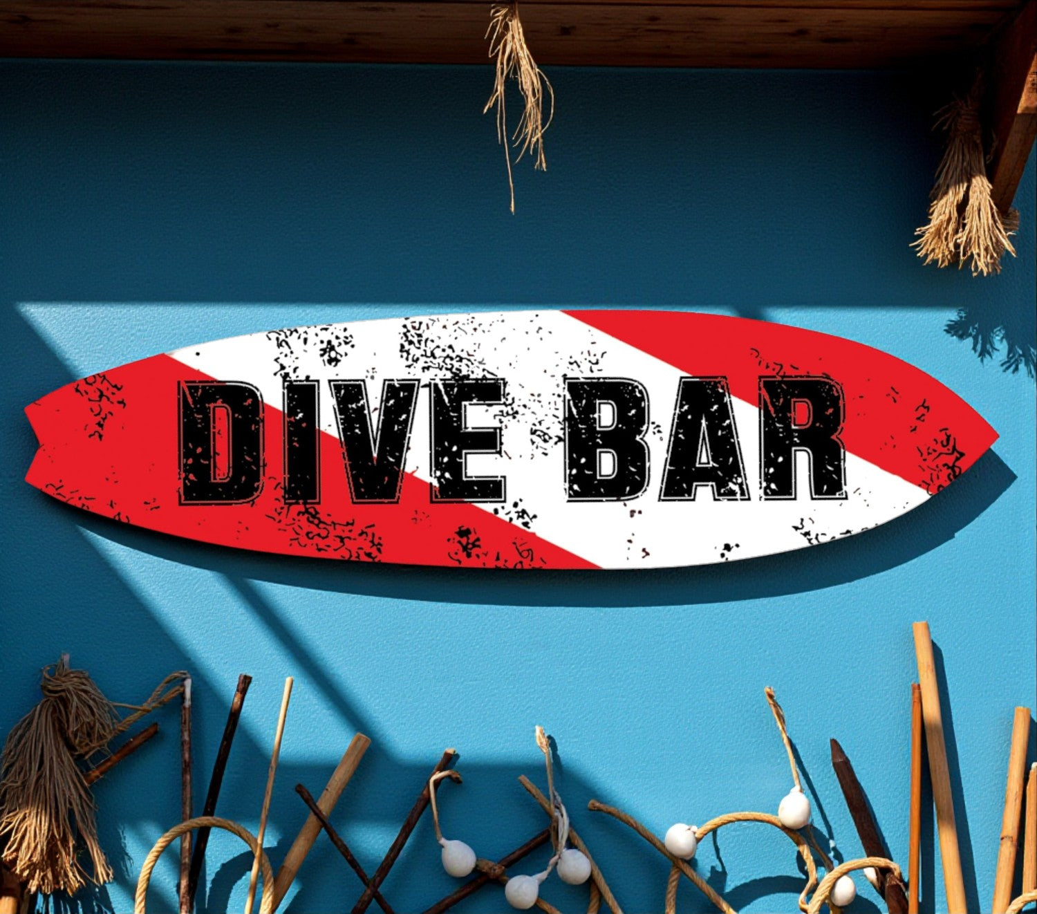 Dive Bar Surfboard Sign