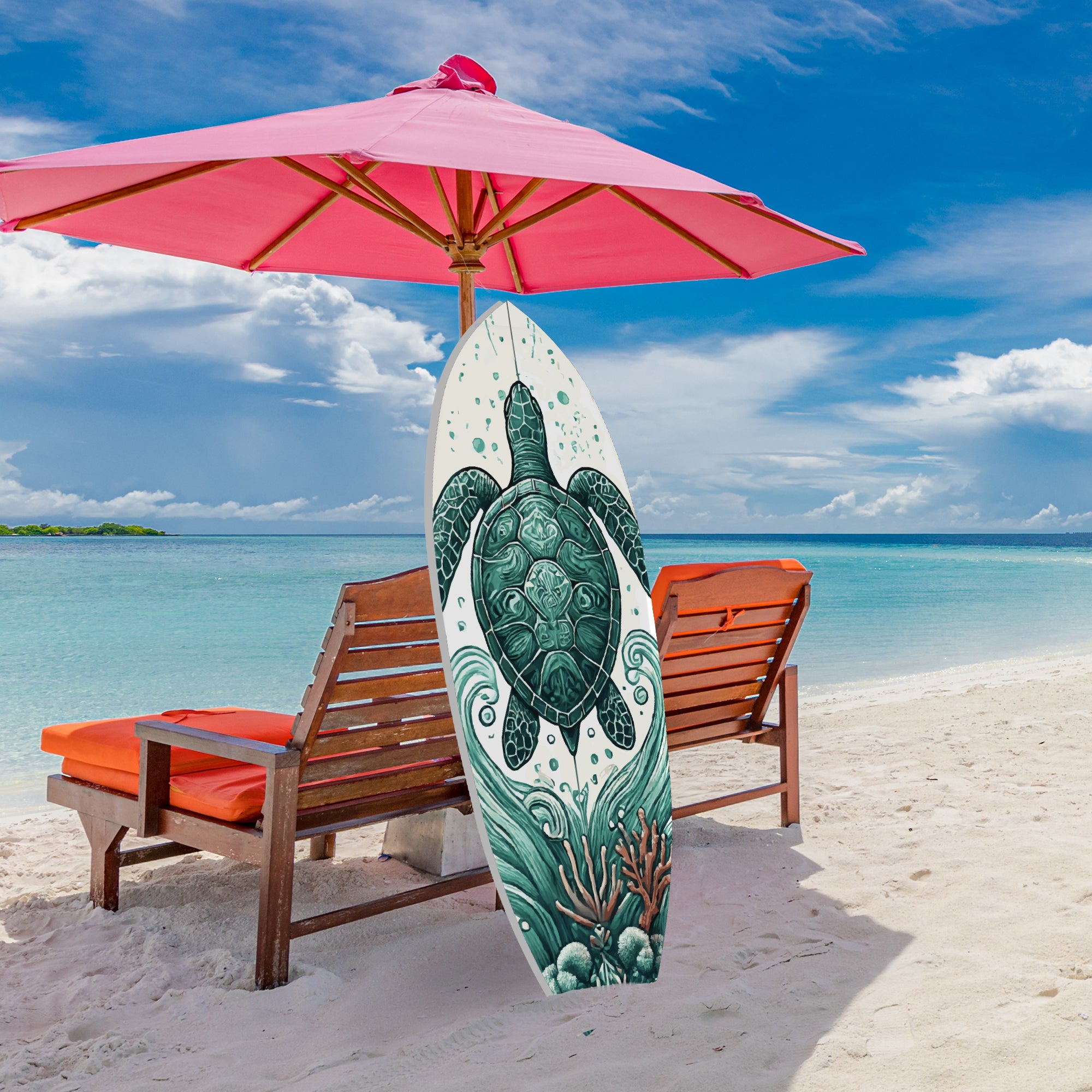 Outdoor Decorative Turtle Surfboard Wall Art, PVC, Weather Resistant, Surfboard Sign