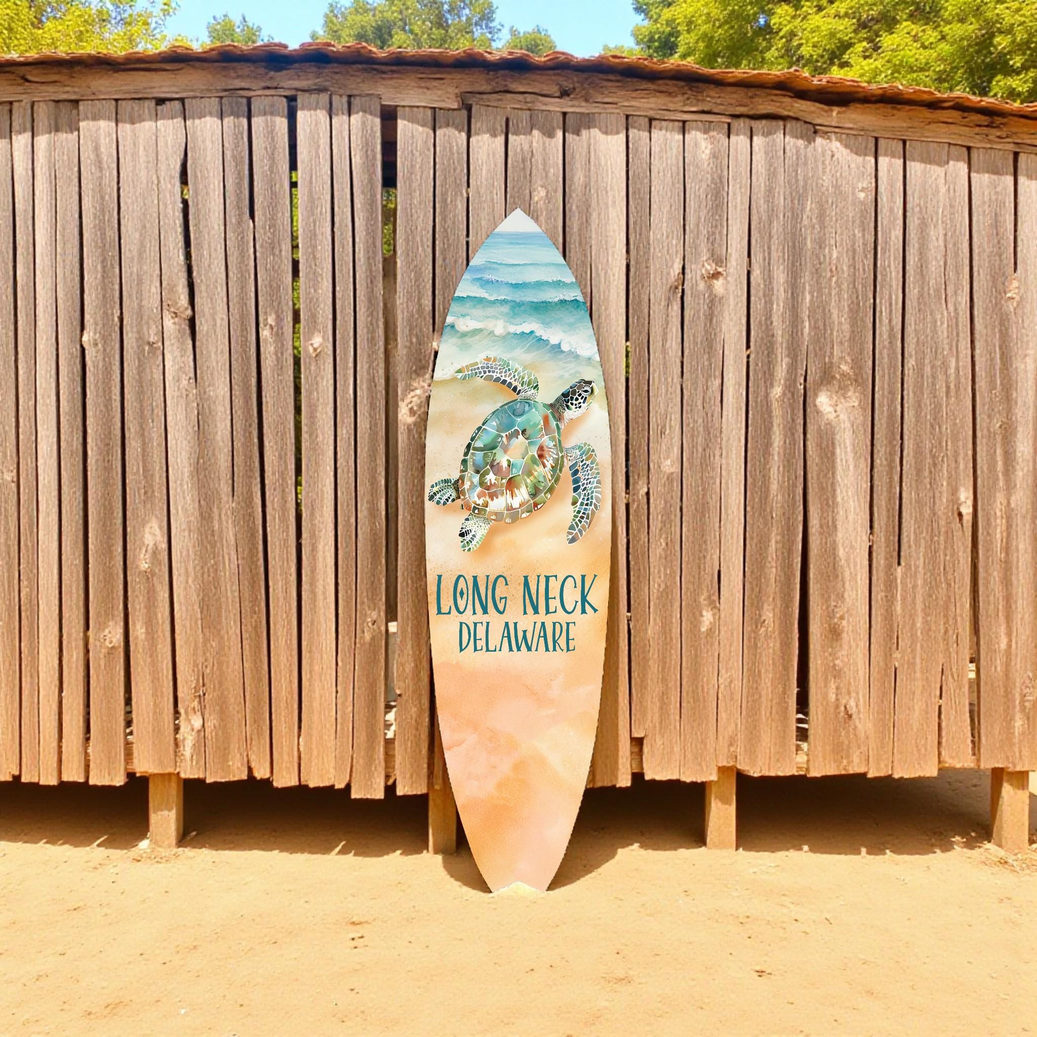 Coastal Delaware Surfboard Wall Art, Long Neck Delaware Surfboard Sign