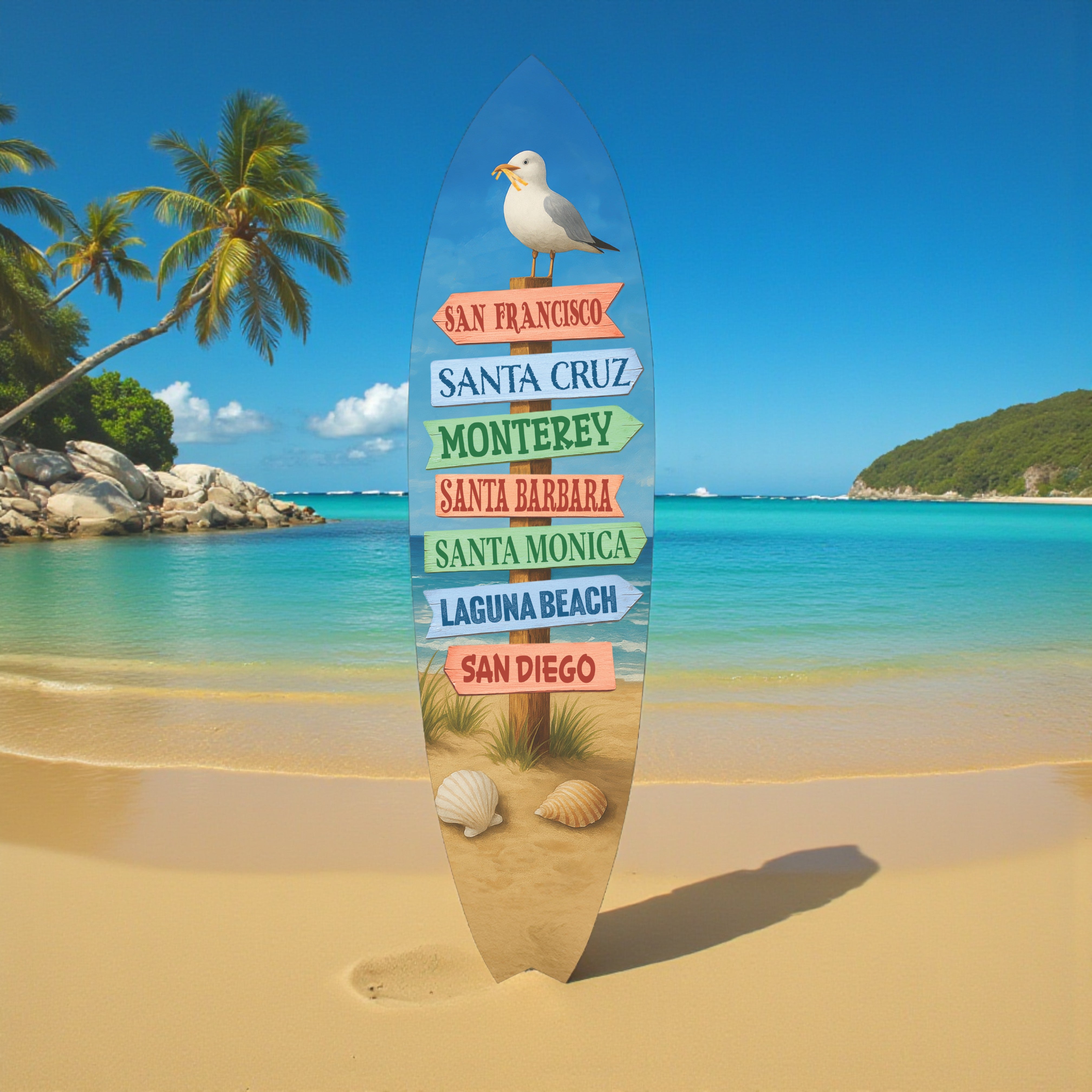 California Surfboard - Beach Towns Sign