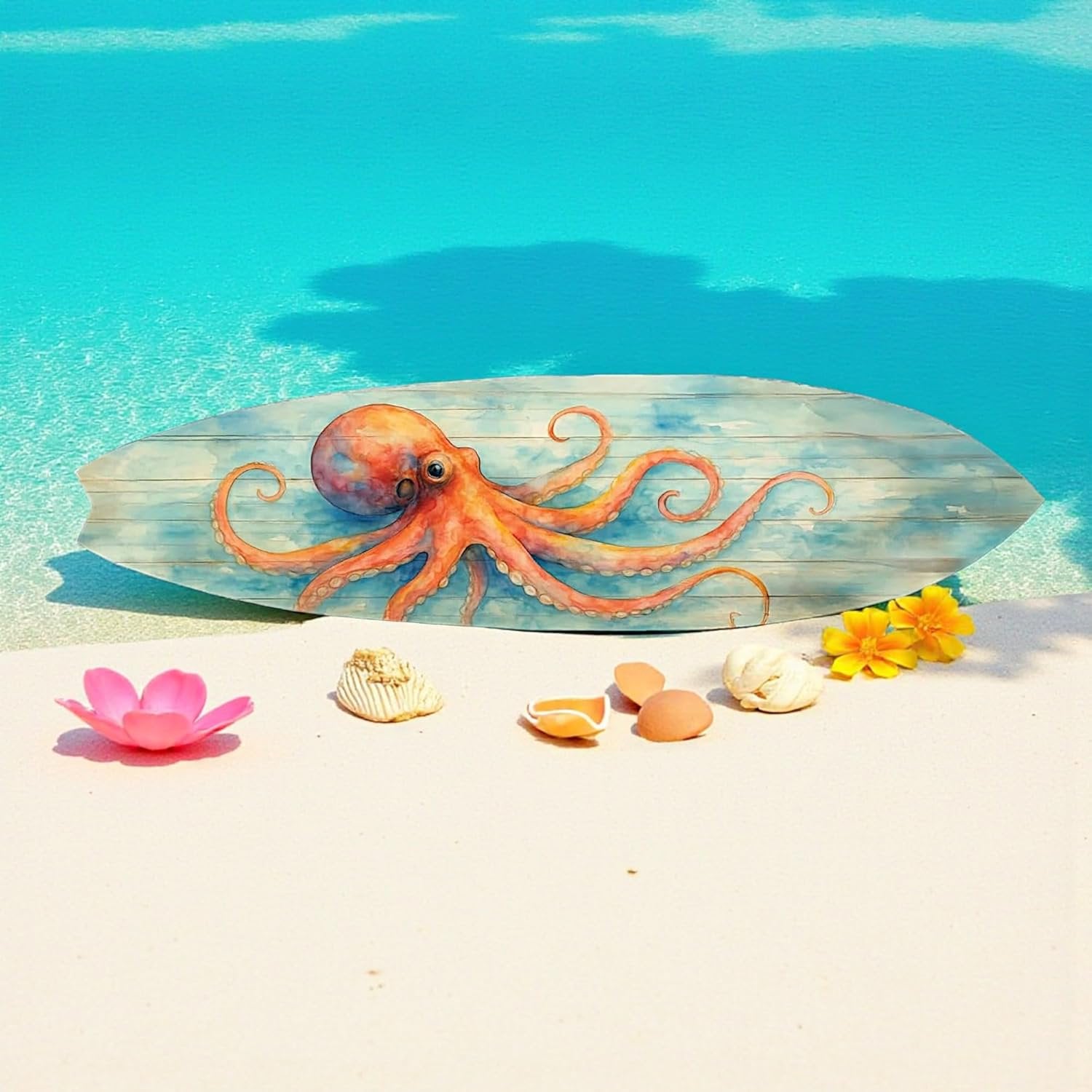 Octopus Surfboard, Water Color