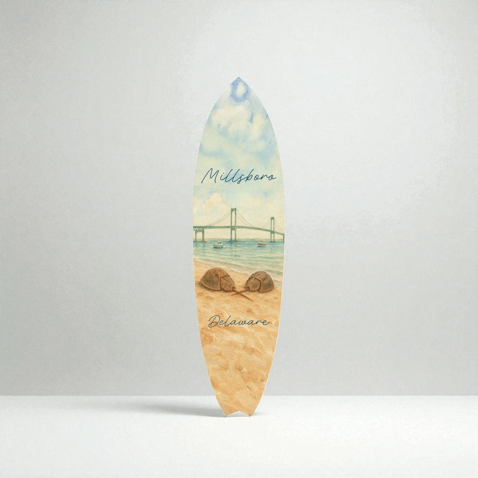 Millsboro Delaware Surfboard Wall Art, Outdoor Coastal Decor, Beach House Sign