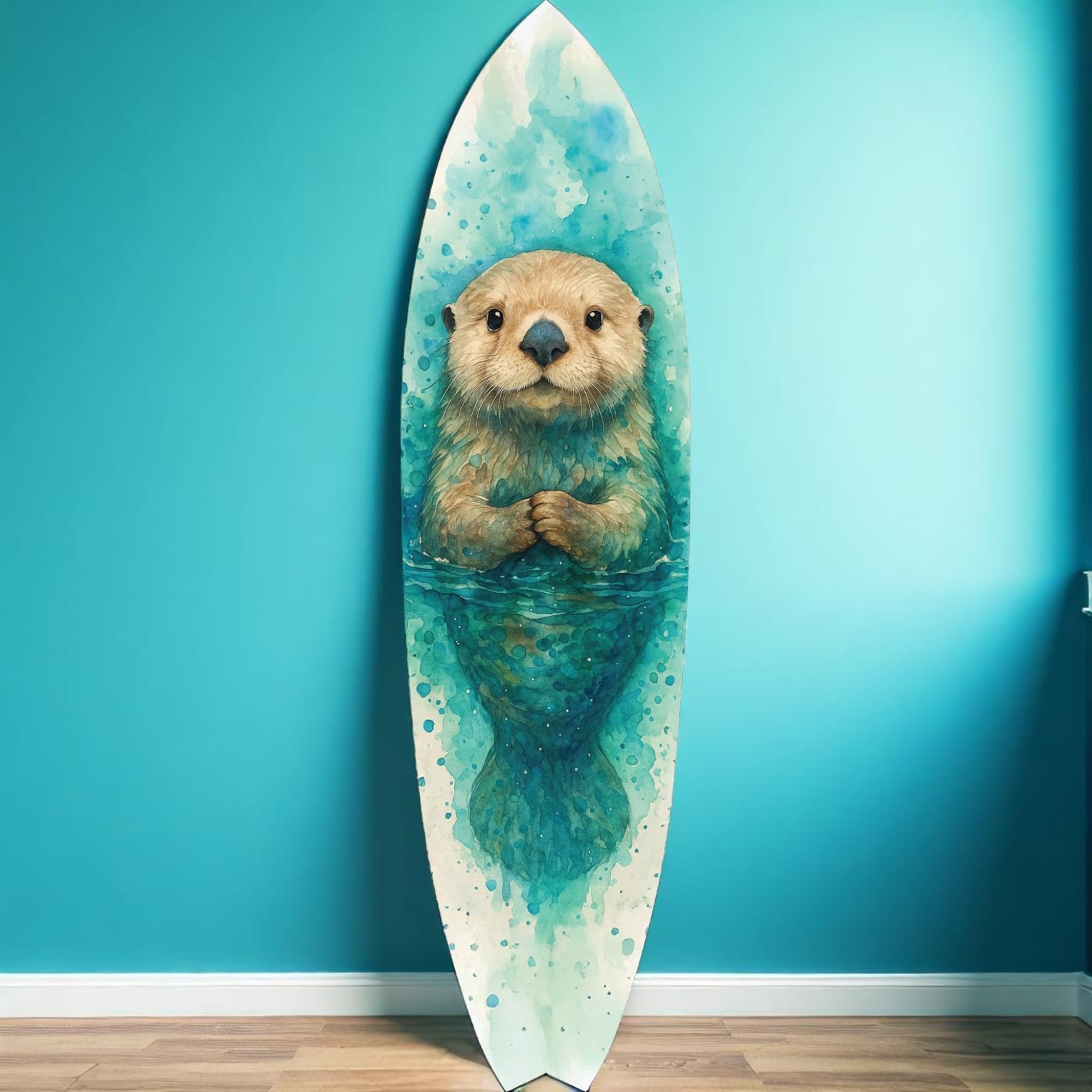 Sea Otter Surfboard Wall Art – Surfboard Sign for Kids or Adults, PVC Indoor Outdoor