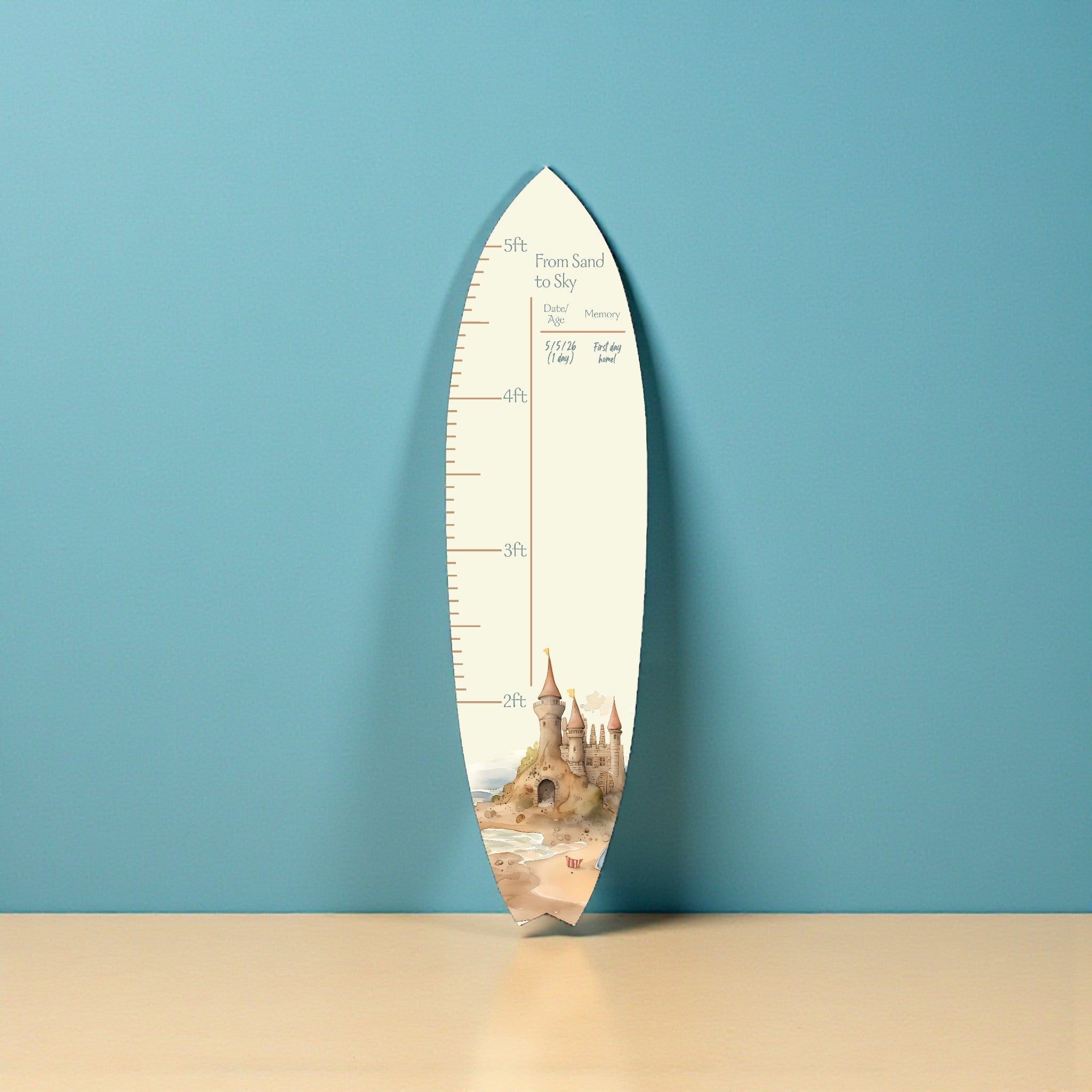 Surfboard Growth Chart, Sandcastle Theme