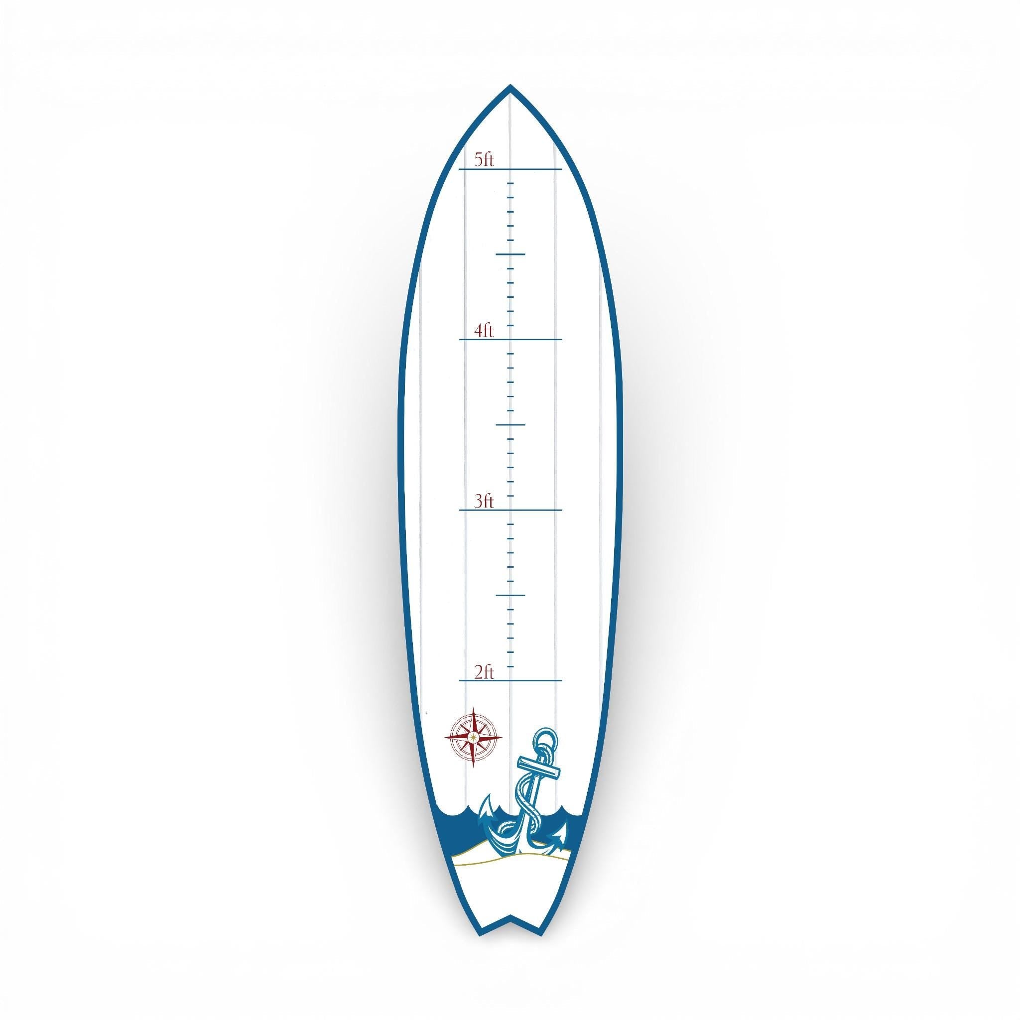 Surfboard Growth Chart for Kids, Nautical Height Chart, Personalized Coastal Growth Chart, Indoor Outdoor, Beach Theme
