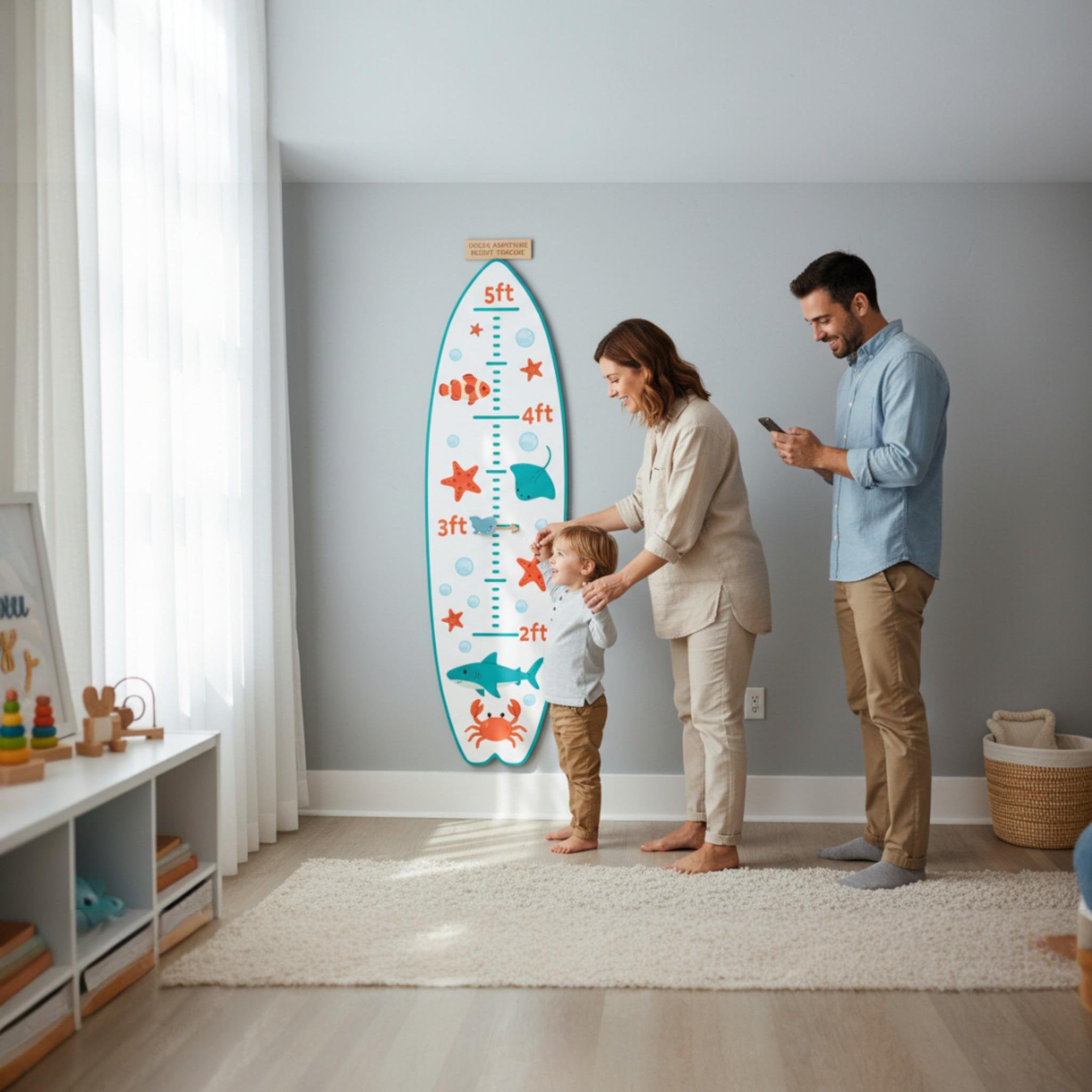 Surfboard Growth Chart for Kids, Ocean Height Chart, Personalized Beach Growth Chart