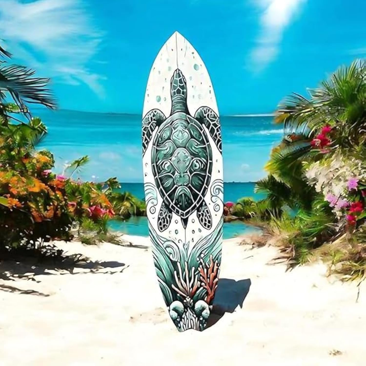 Decorative Turtle Surfboard Wall Art PVC, Weather Resistant