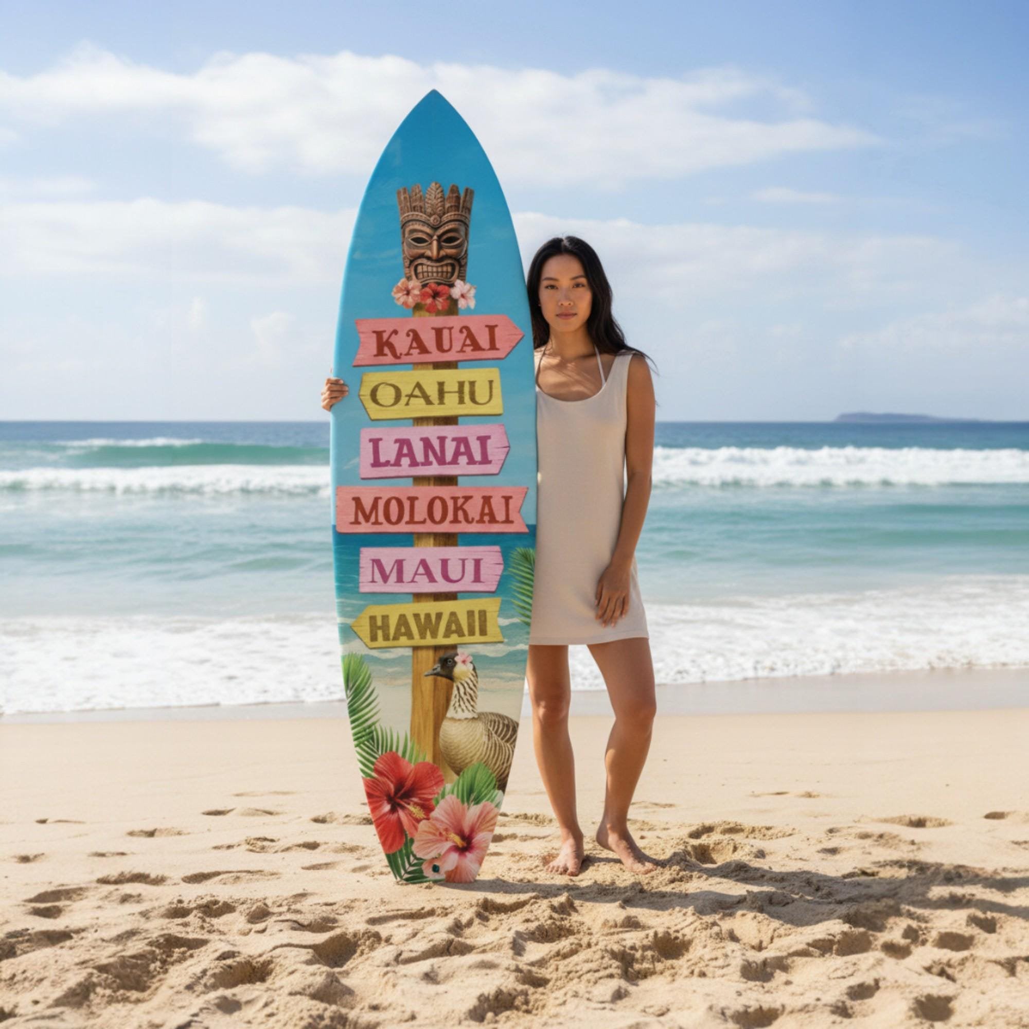 Hawaii Surfboard Sign: Indoor Outdoor Tropical Decor