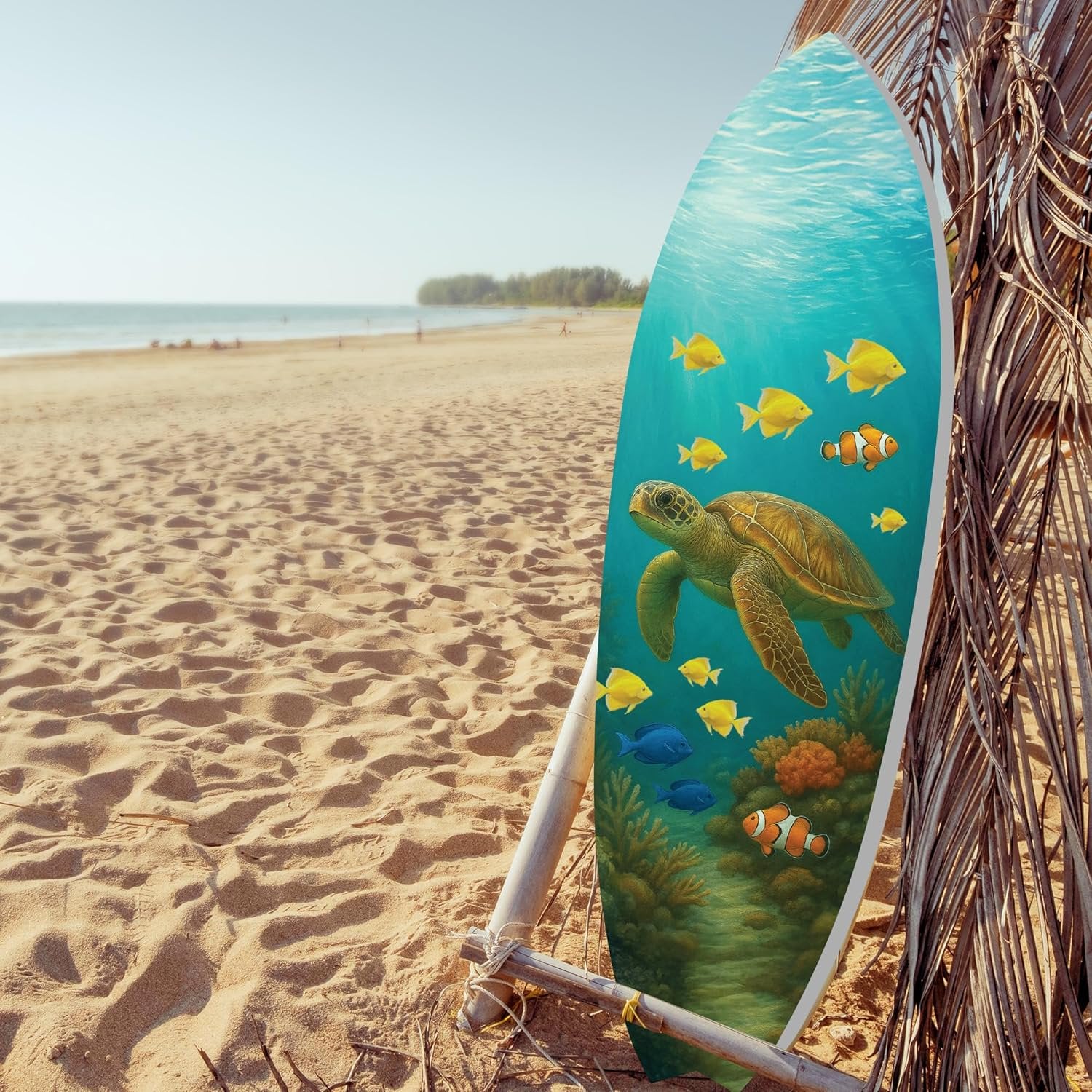 JennyGems Outdoor Decorative Surfboard Wall Art - Sea Turtle Decor Ocean-Themed, Beach House Sign, Weather Resistant PVC