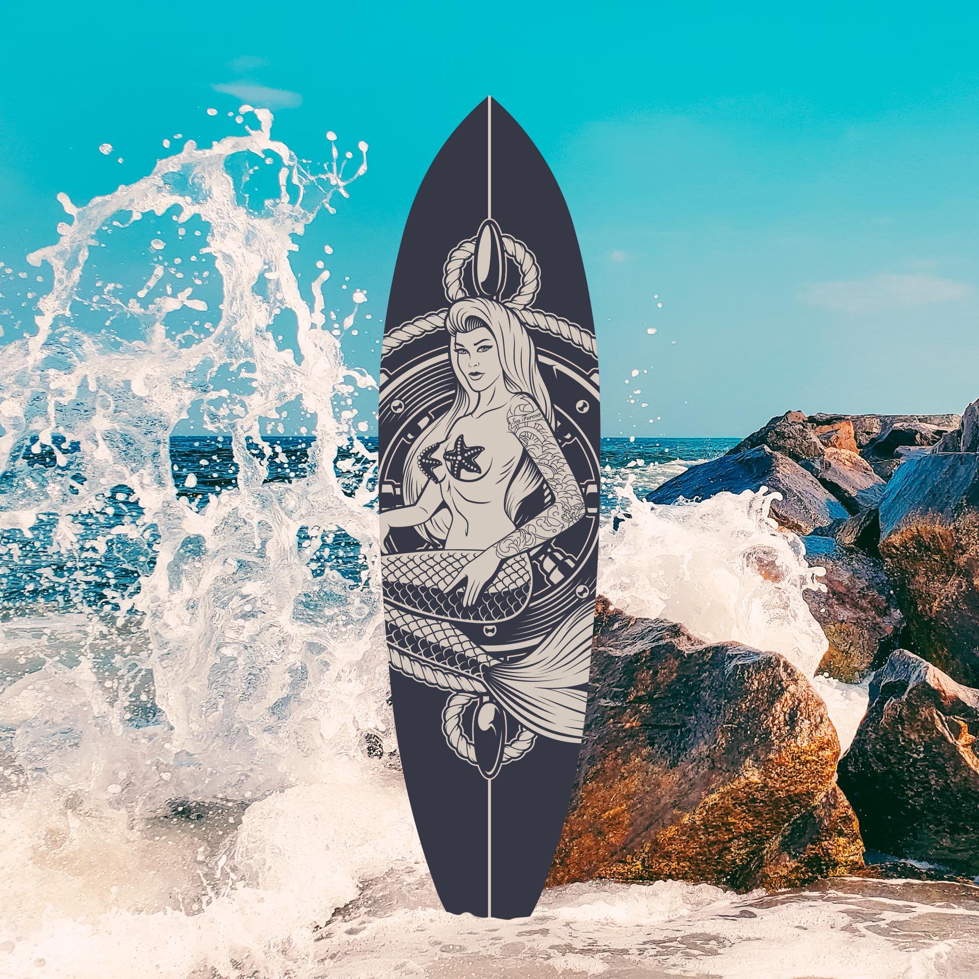 Outdoor Mermaid PVC Surfboard Wall Decor