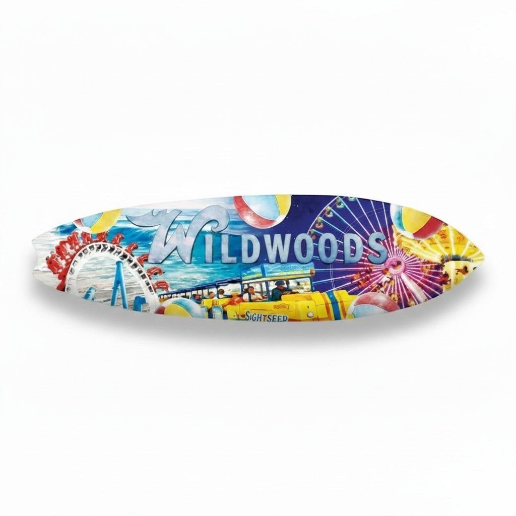 Wildwoods NJ Surfboard Wall Art, Boardwalk Beach Decor, PVC Sign, 1-5 FT