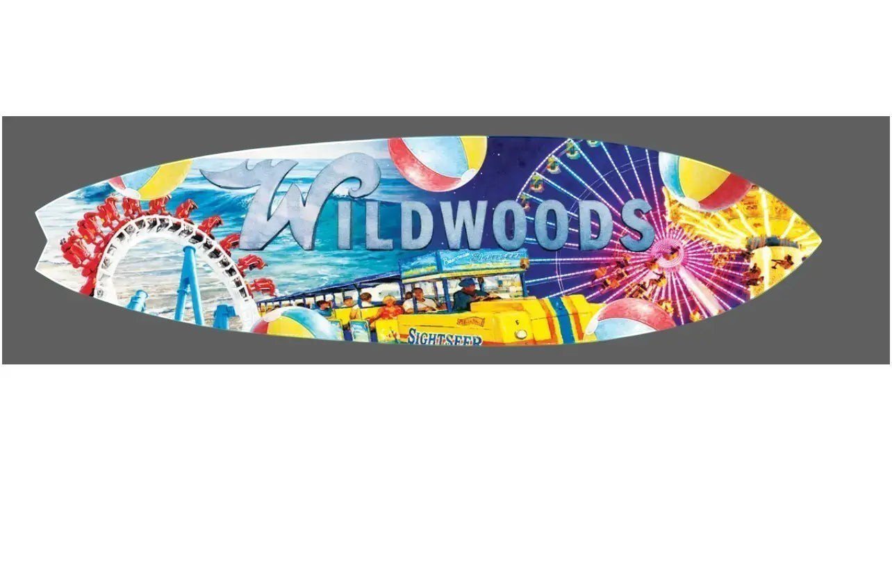 Wildwoods NJ Surfboard Wall Art, Boardwalk Beach Decor, PVC Sign, 1-5 FT