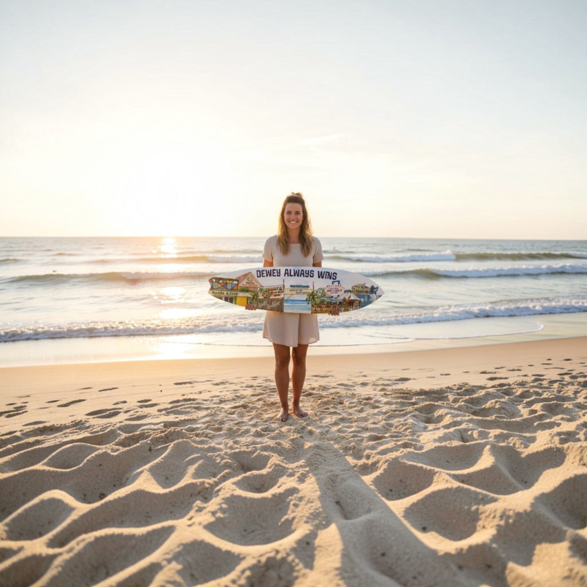 Dewey Beach Surfboard Sign - Dewey Always Wins