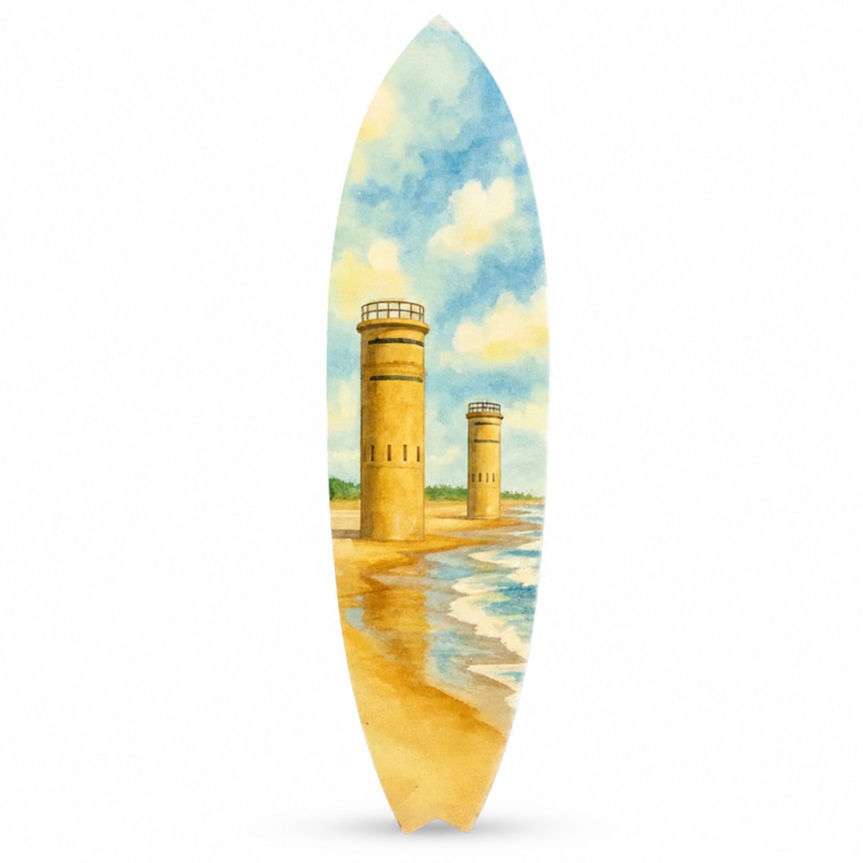 Cape Henlopen Delaware Surfboard Sign, WWII Observation Tower Decor, Coastal Art