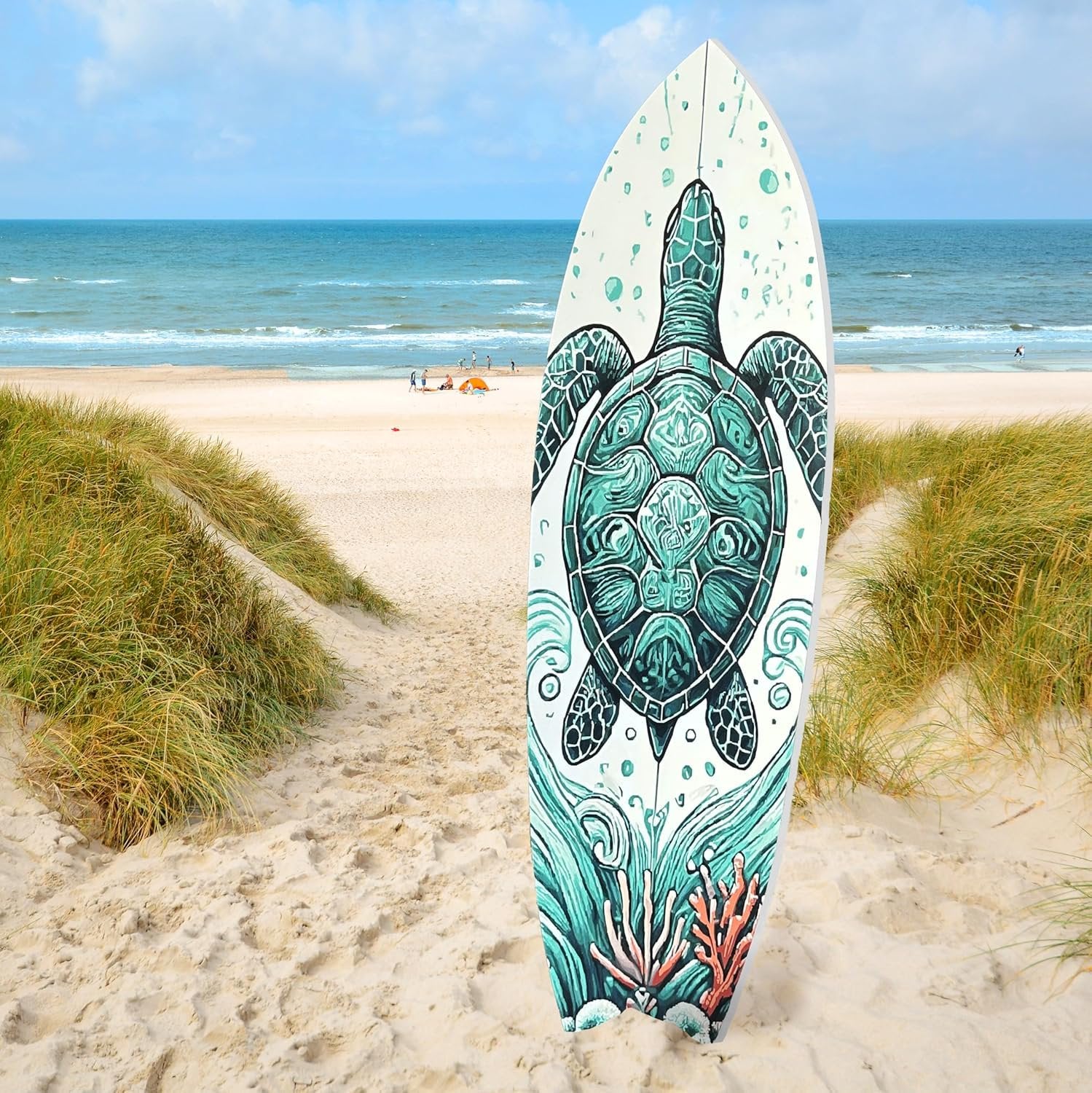 Decorative Turtle Surfboard Wall Art PVC, Weather Resistant