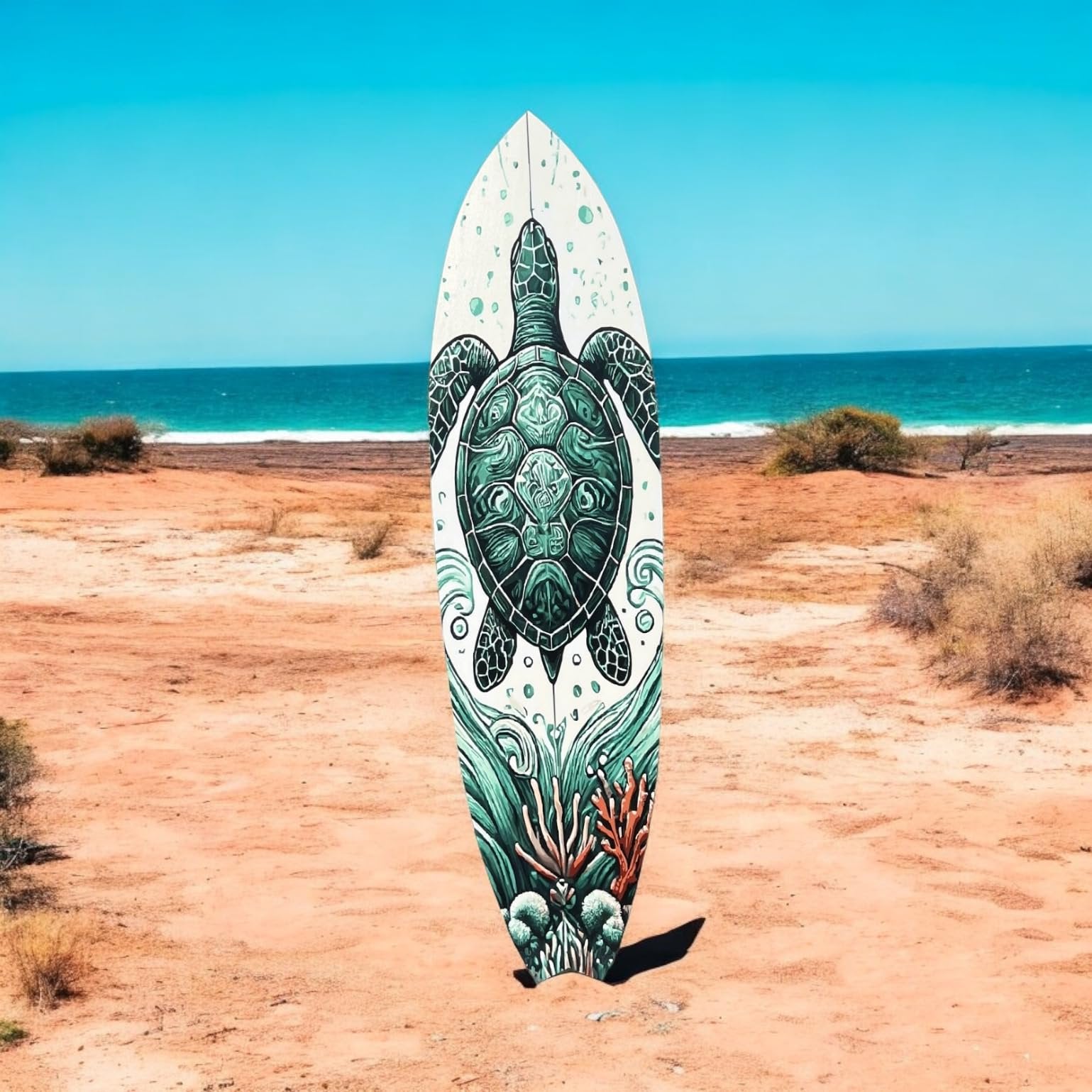 Decorative Turtle Surfboard Wall Art PVC, Weather Resistant