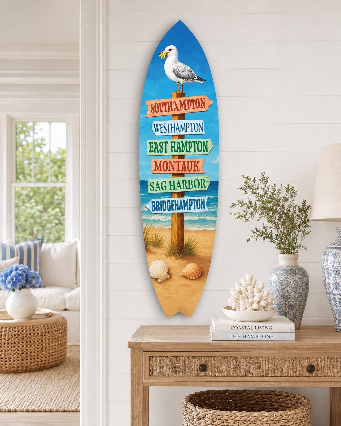 Montauk Surfboard Wall Sign Coastal Decor for Beach Houses