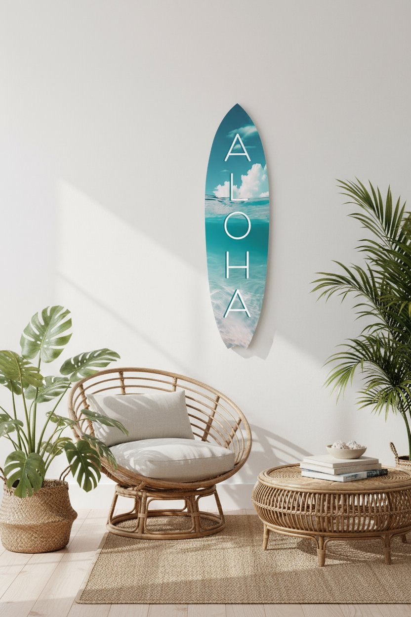 Aloha Surfboard Wall Decor for Outdoor Spaces