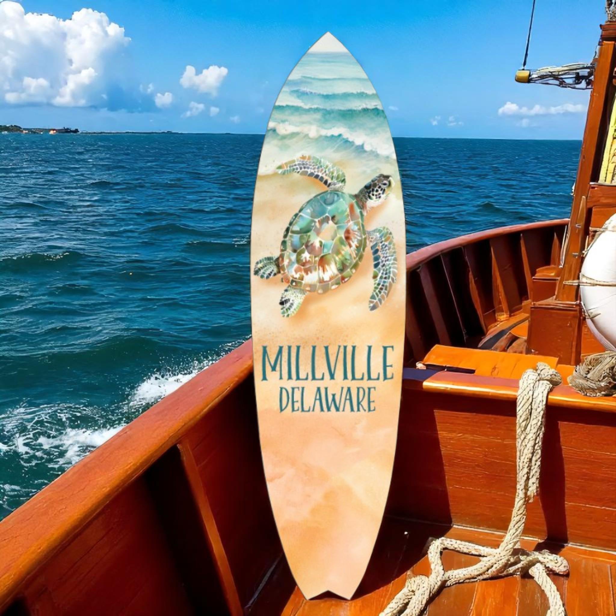 Millville Delaware Surfboard Wall Art: Nautical Beach House Decor
