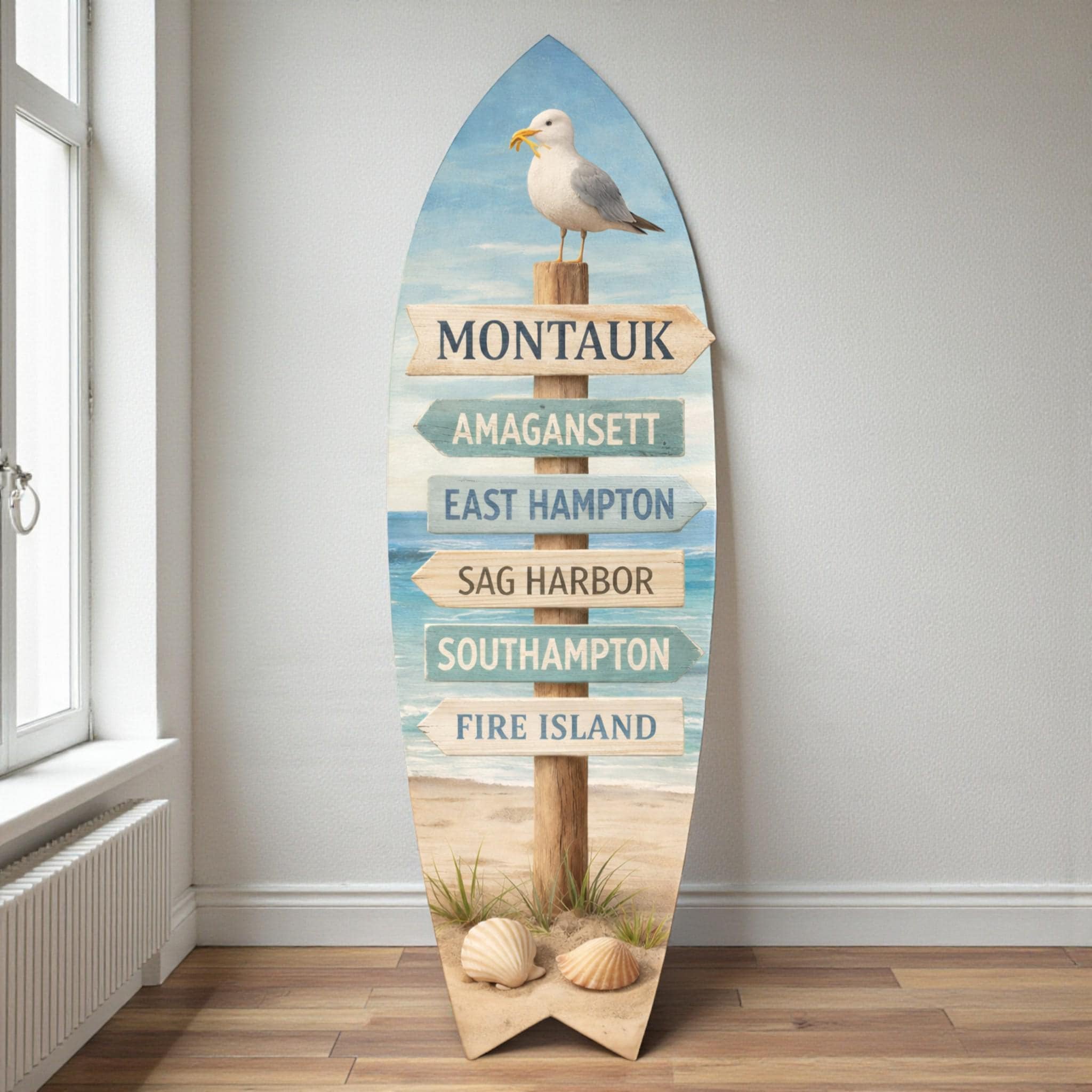 Montauk Surfboard Wall Sign Coastal Decor for Beach Houses