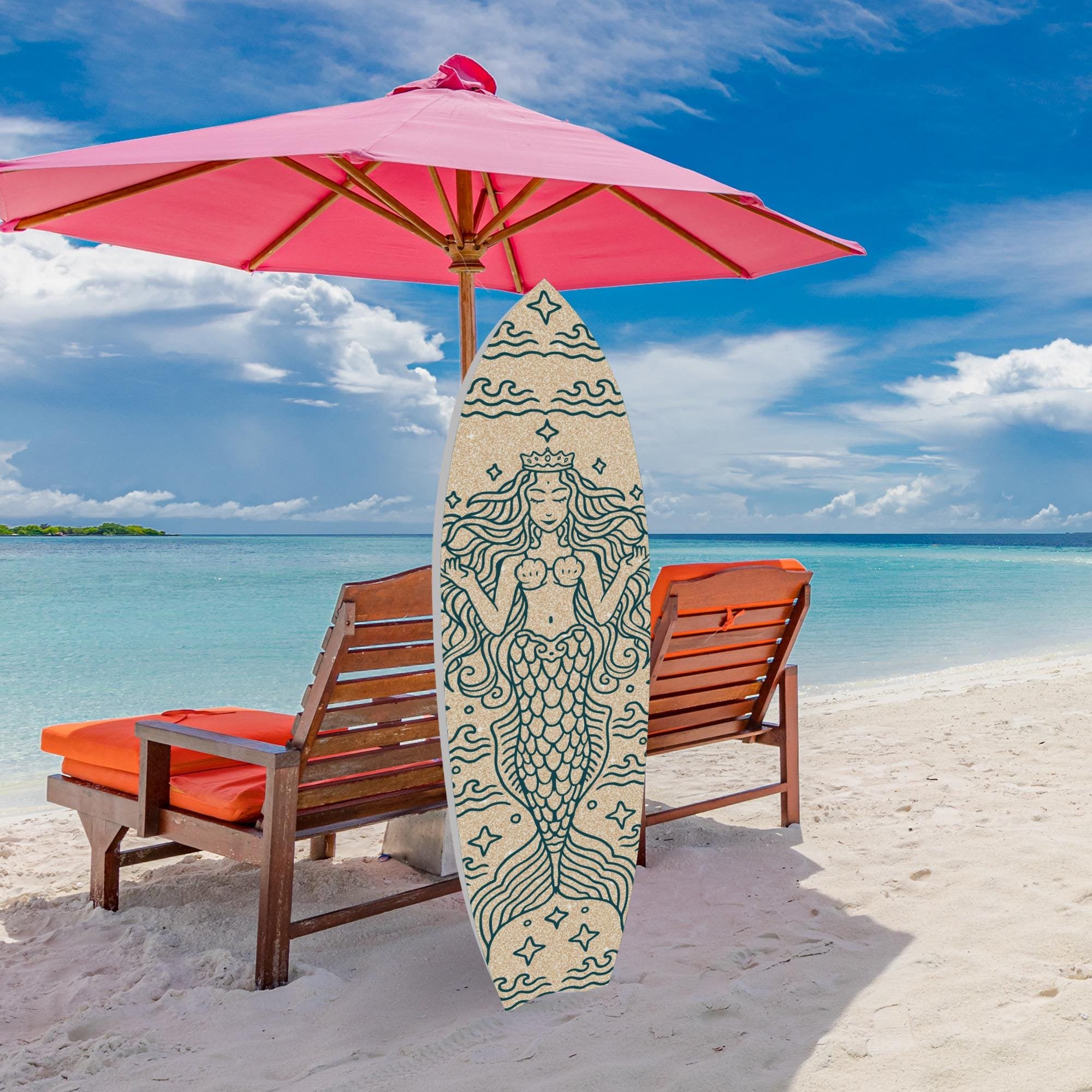Outdoor Mermaid PVC Surfboard Wall Decor