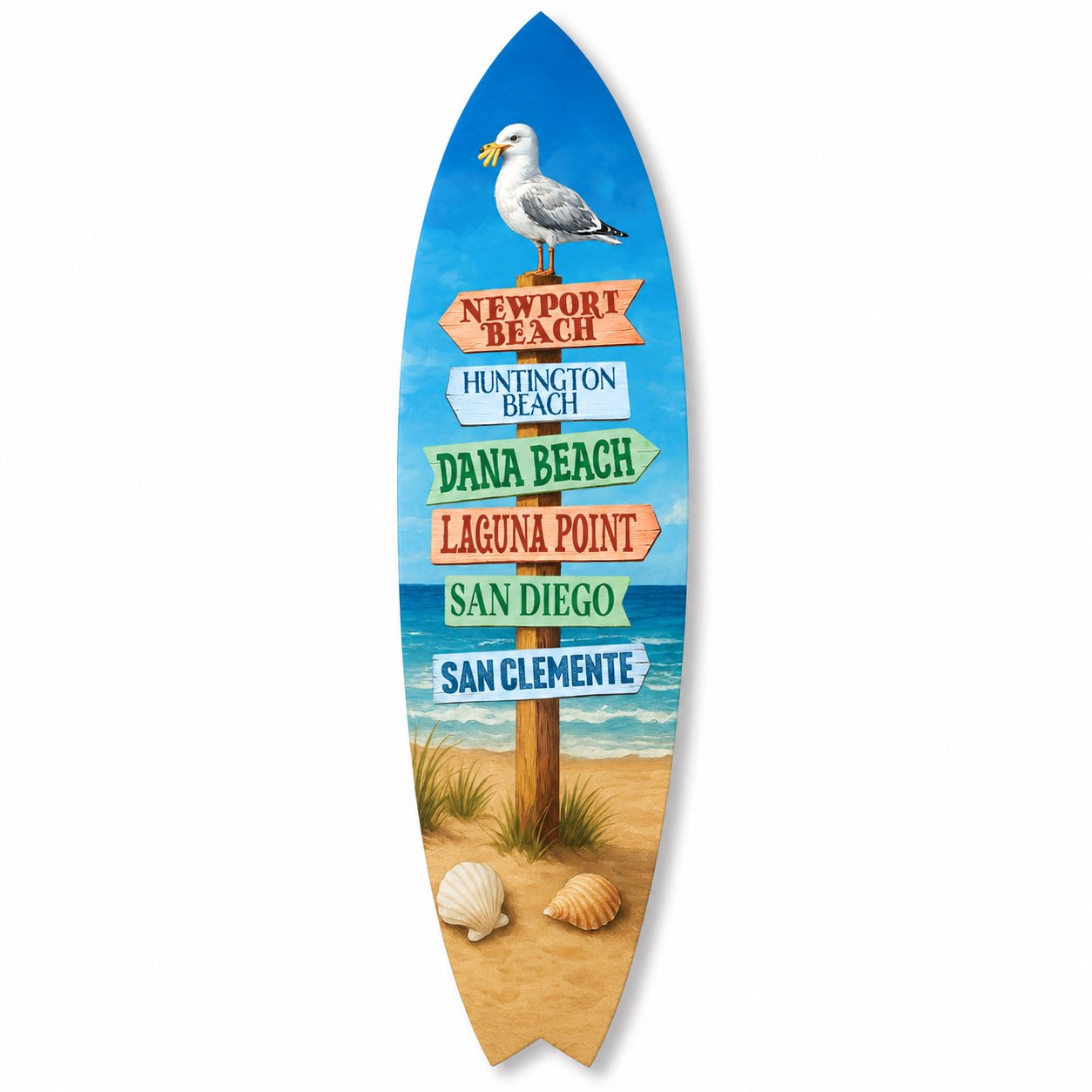 Southern California Coastal Surfboard Wall Sign Newport Beach