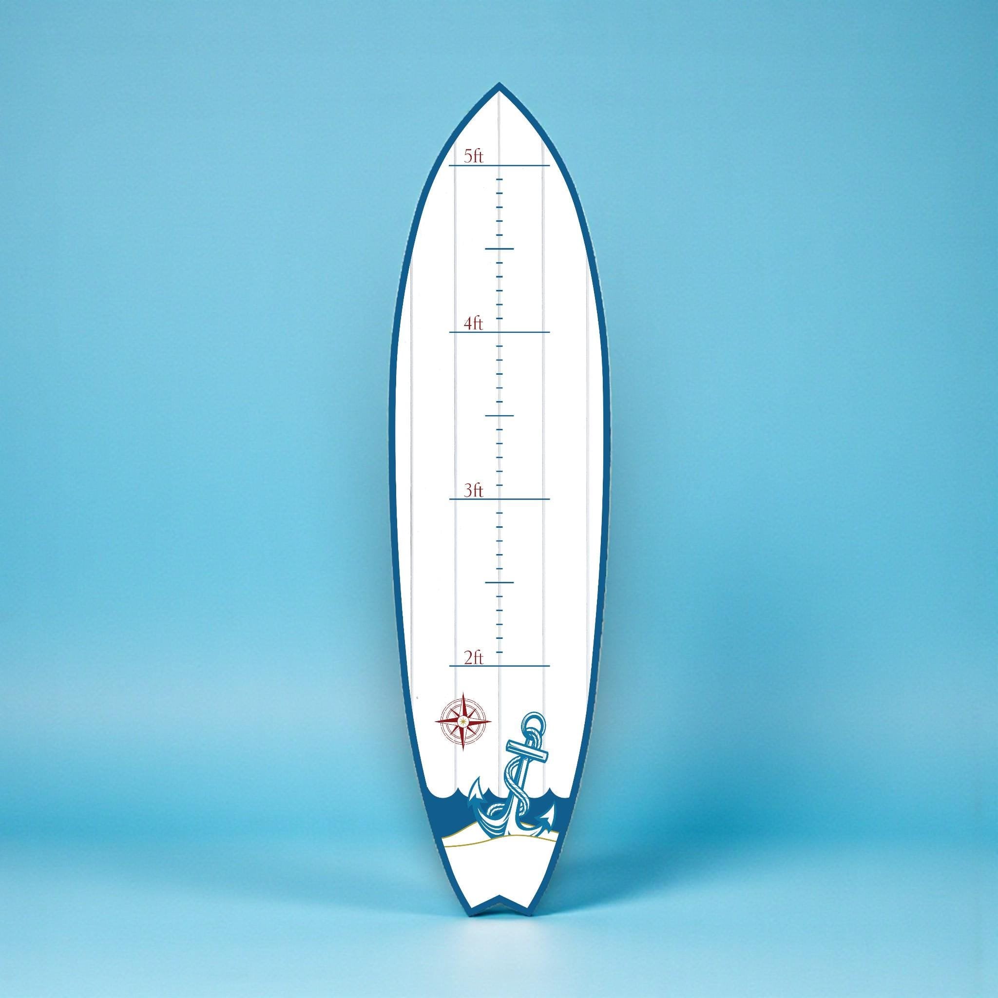 Surfboard Growth Chart for Kids, Nautical Height Chart, Personalized Coastal Growth Chart, Indoor Outdoor, Beach Theme