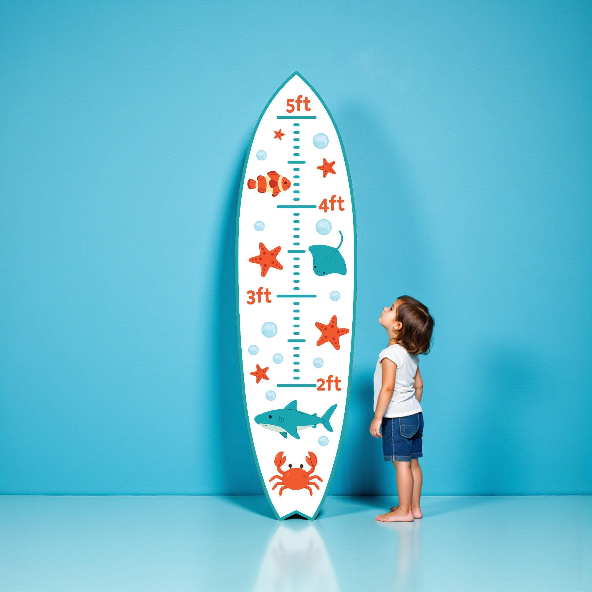 Surfboard Growth Chart for Kids, Ocean Height Chart, Personalized Beach Growth Chart